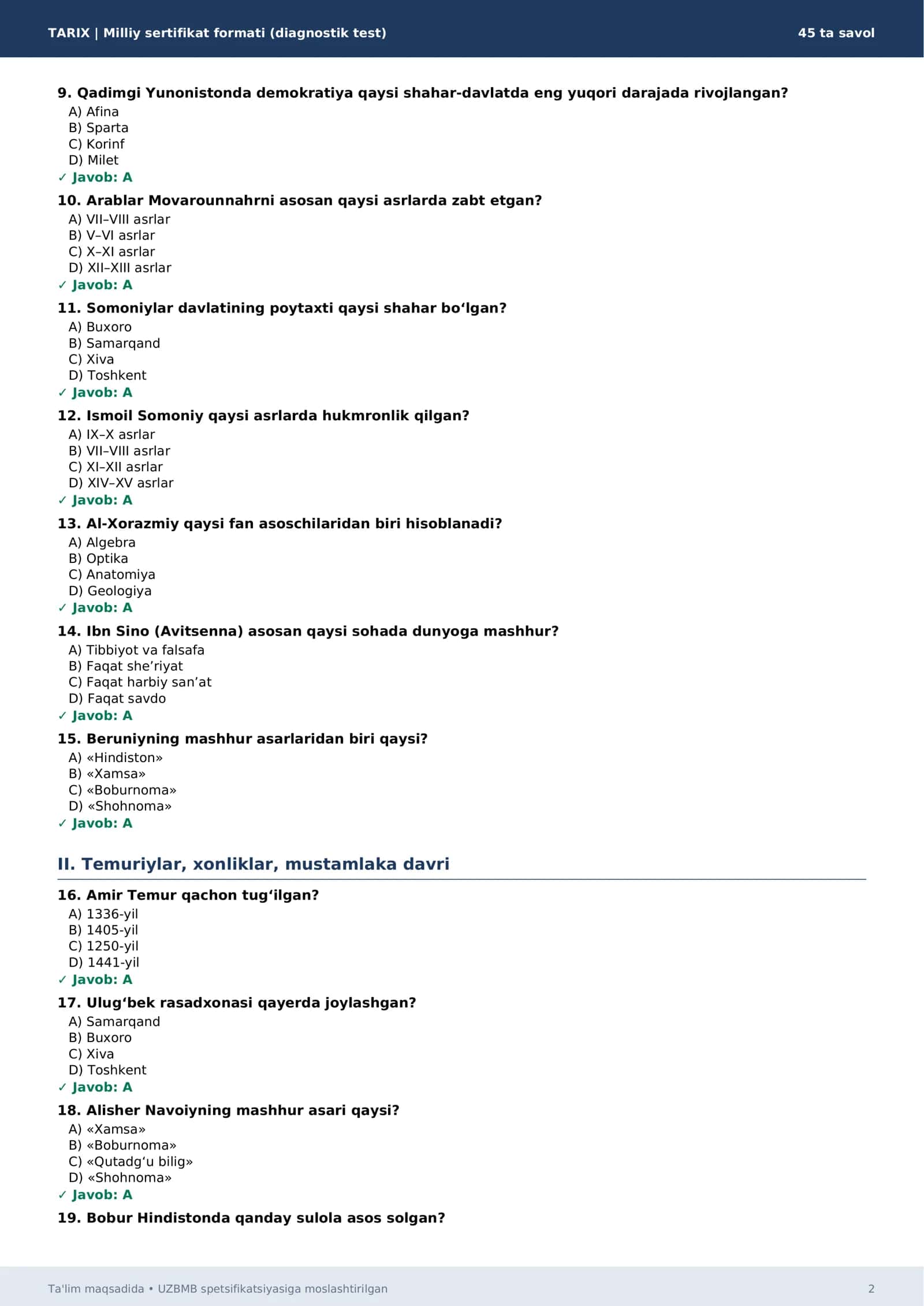 tarix milliy sertifikat 2