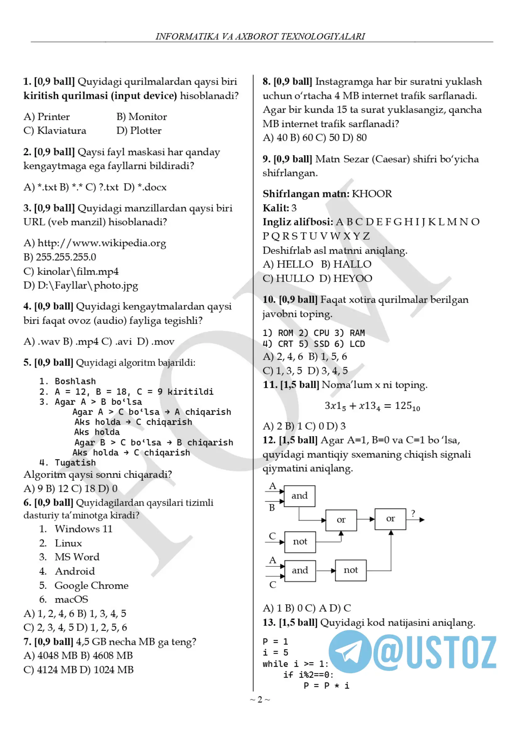 9-sinf Informatika kalitlari 2