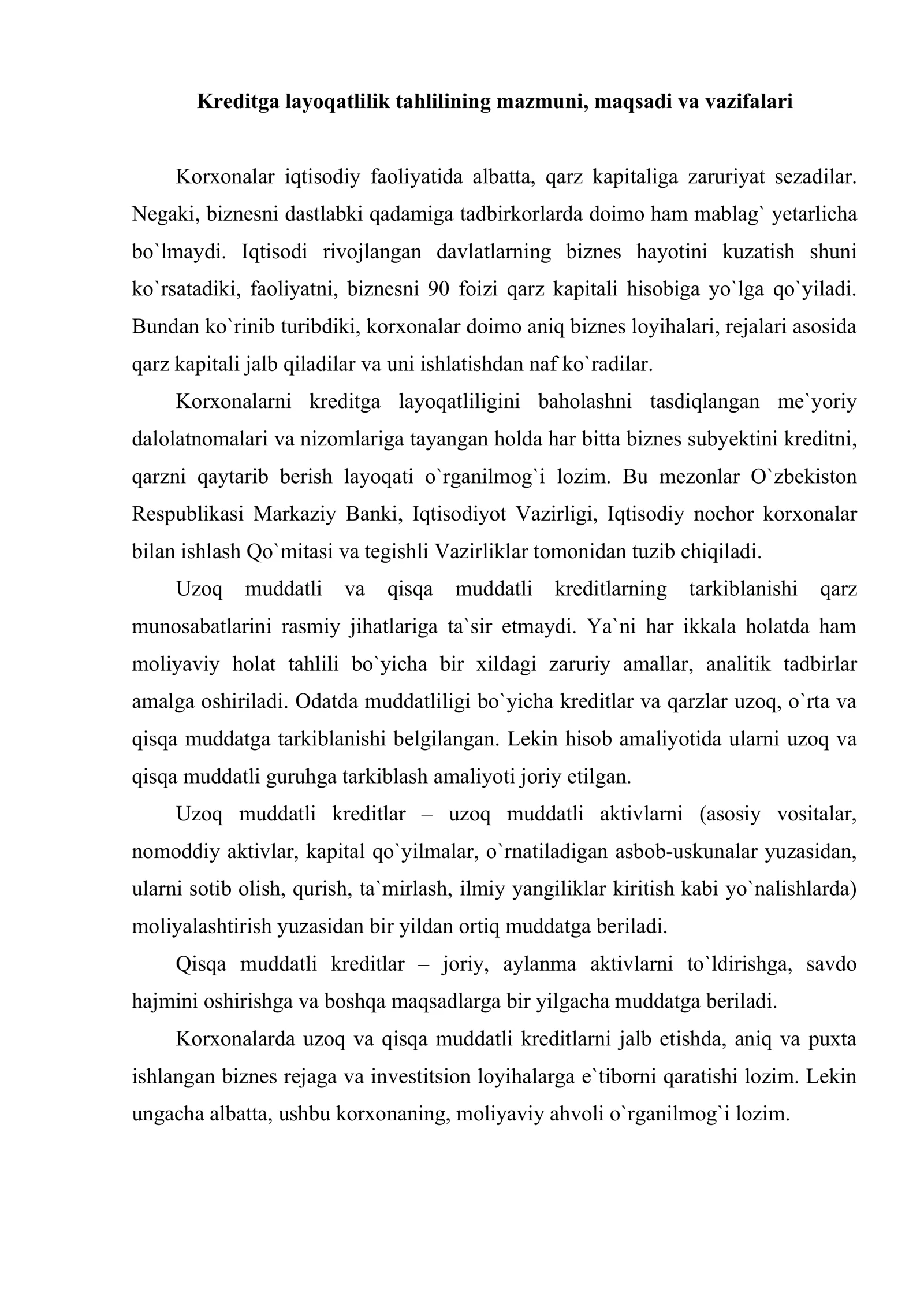 Kreditga layoqatlilik tahlili 2