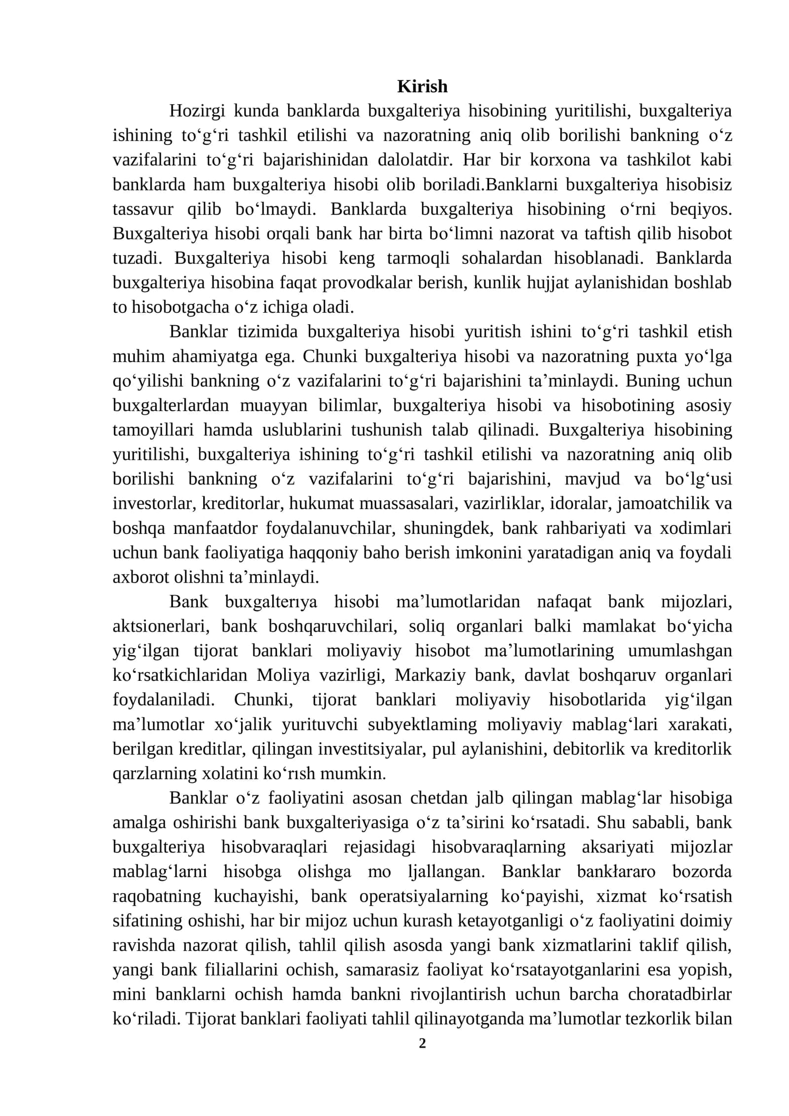 TIJORAT BANKLARIDA BUXGALTERIYA HISOBI VA MOLIYAVIY HISOBOTINING XALQARO STANDARTLARI 2