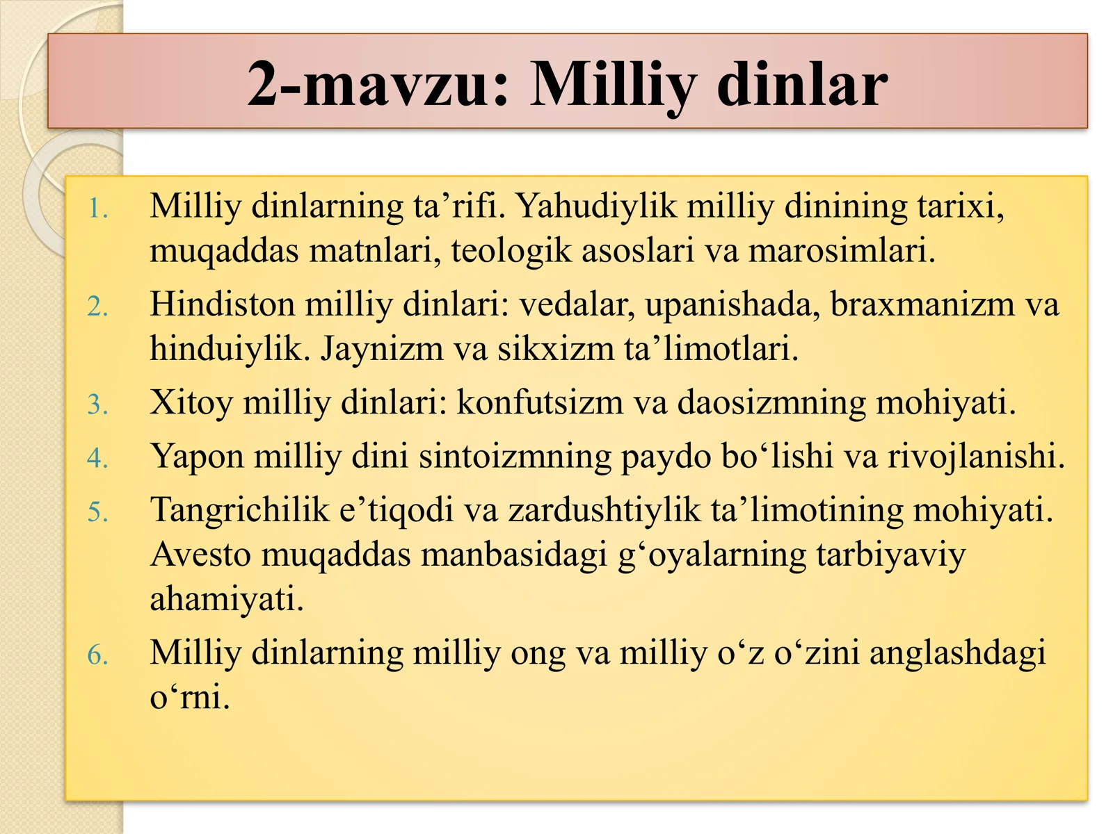 Milliy dinlar 2