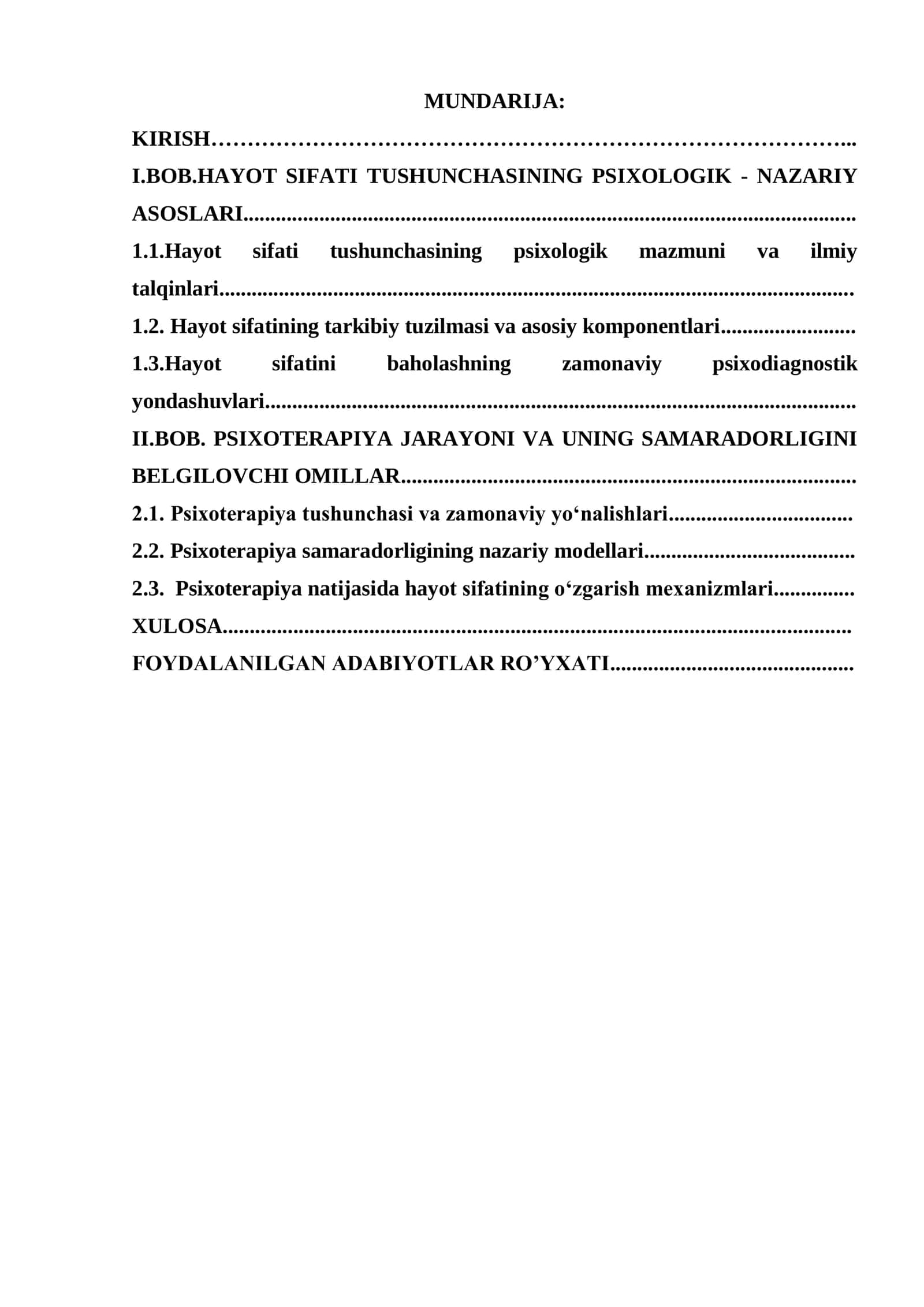 HAYOT SIFATI VA PSIXOTERAPIYA NATIJALARI 2