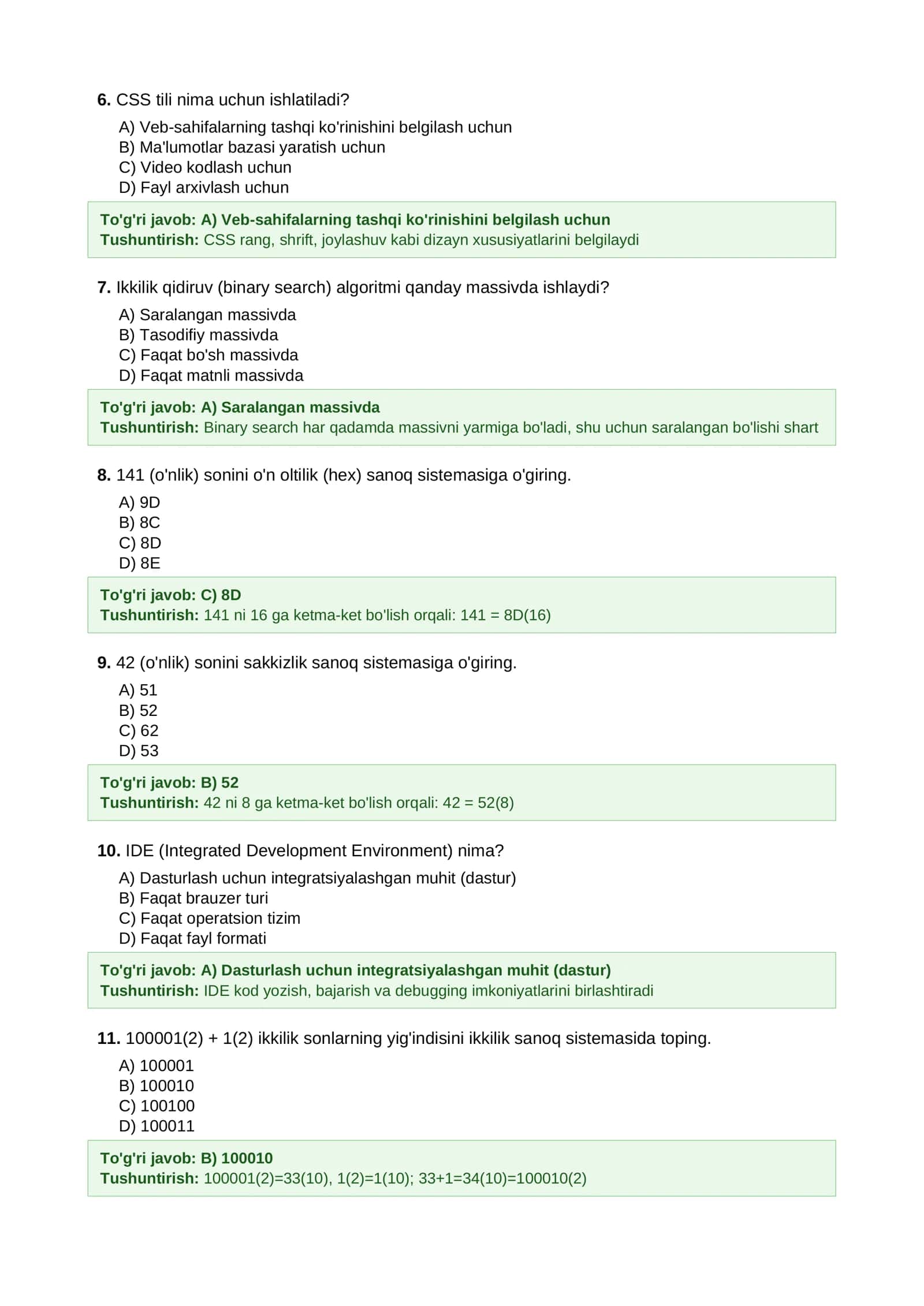 DTM uchun o'ta qiyinlashtirilgan test to'plami 2