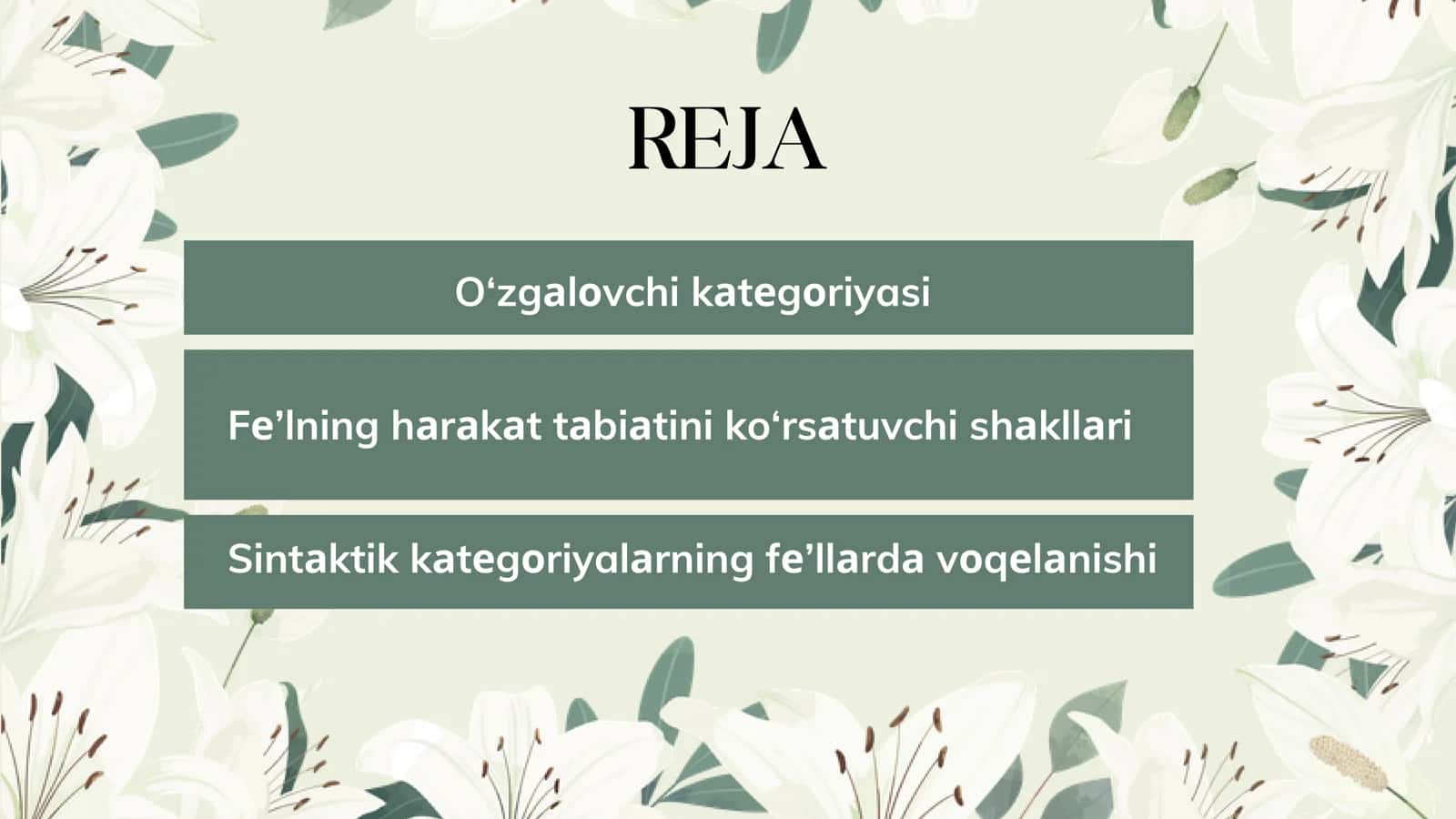Fе’lning O’zgalovch 2