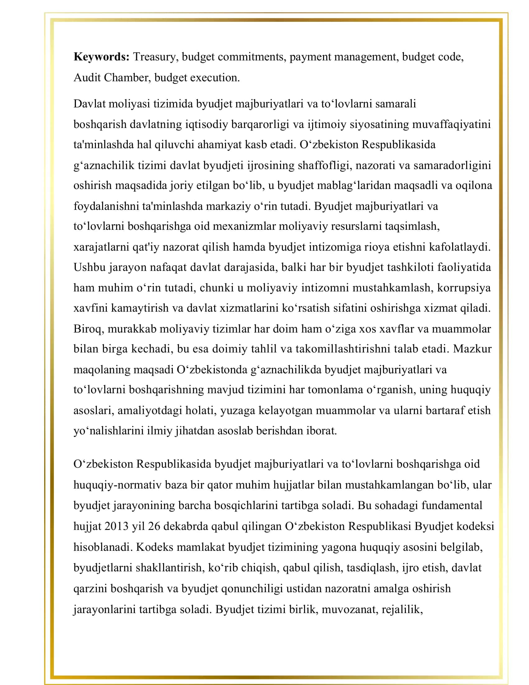 G‘aznachilikda byudjet majburiyatlari va to‘lovlarni boshqarish 2