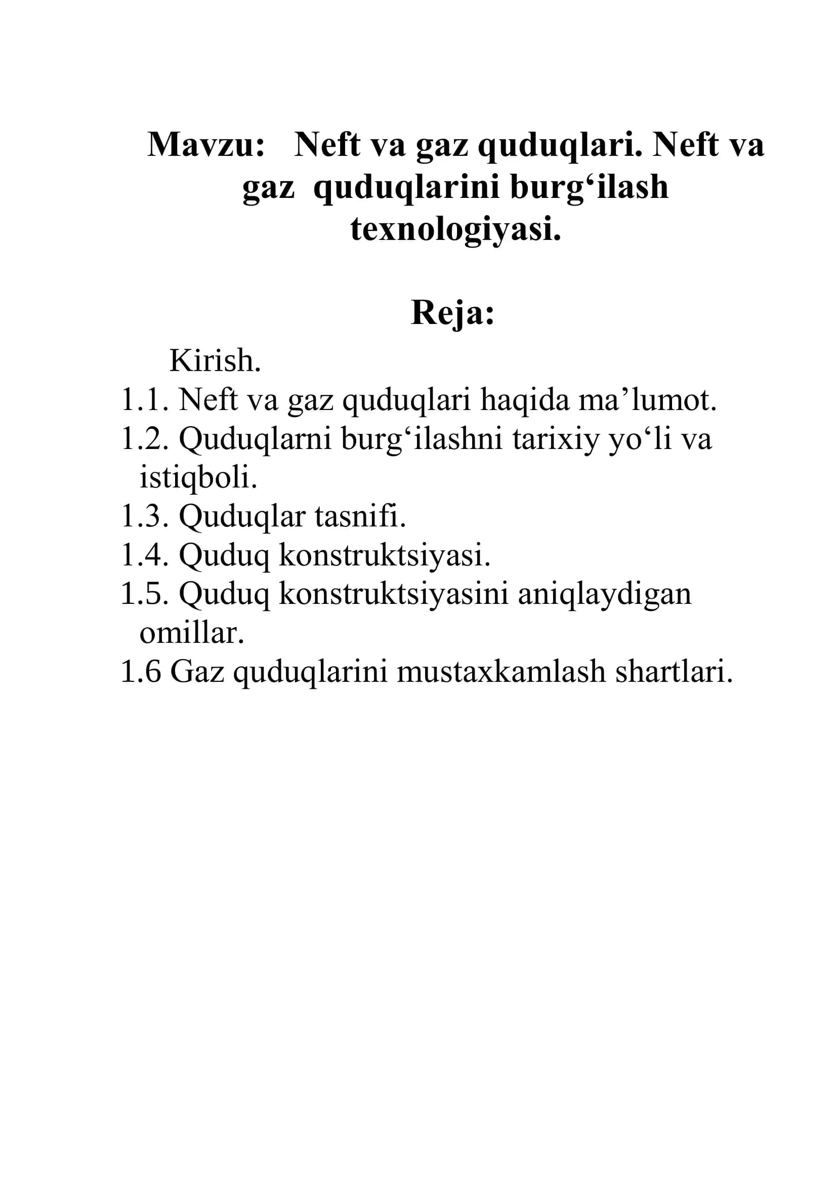 Nеft vа gаz quduqlаri va nеft vа gаz quduqlаrini burg‘ilаsh tеxnоlоgiyasi 2