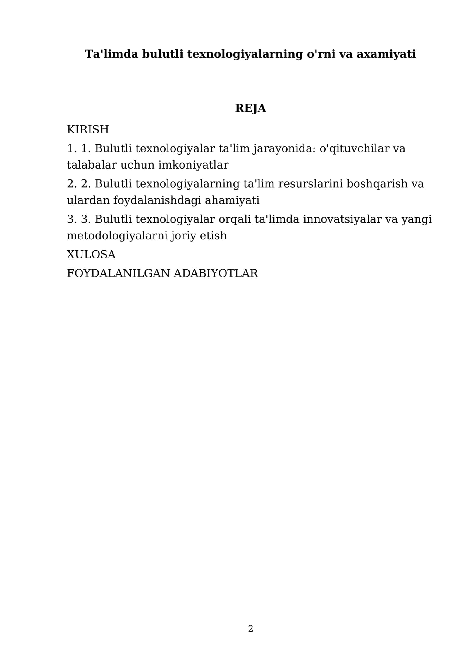 Ta'limda bulutli texnologiyalarning o'rni va axamiyati 2