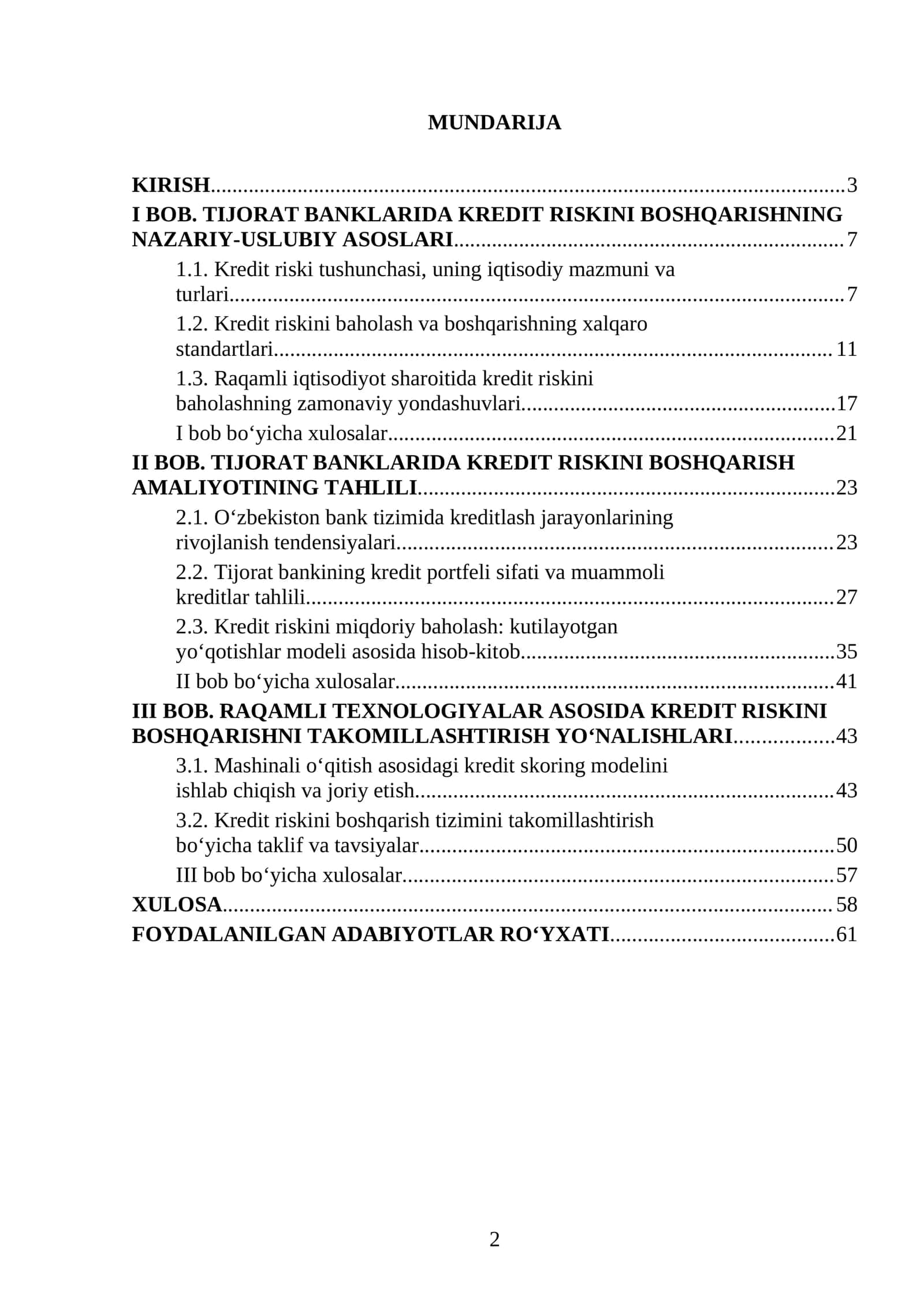 Raqamli iqtisodiyot sharoitida tijorat banklarining kredit riskini  boshqarishni takomillashtirish 2