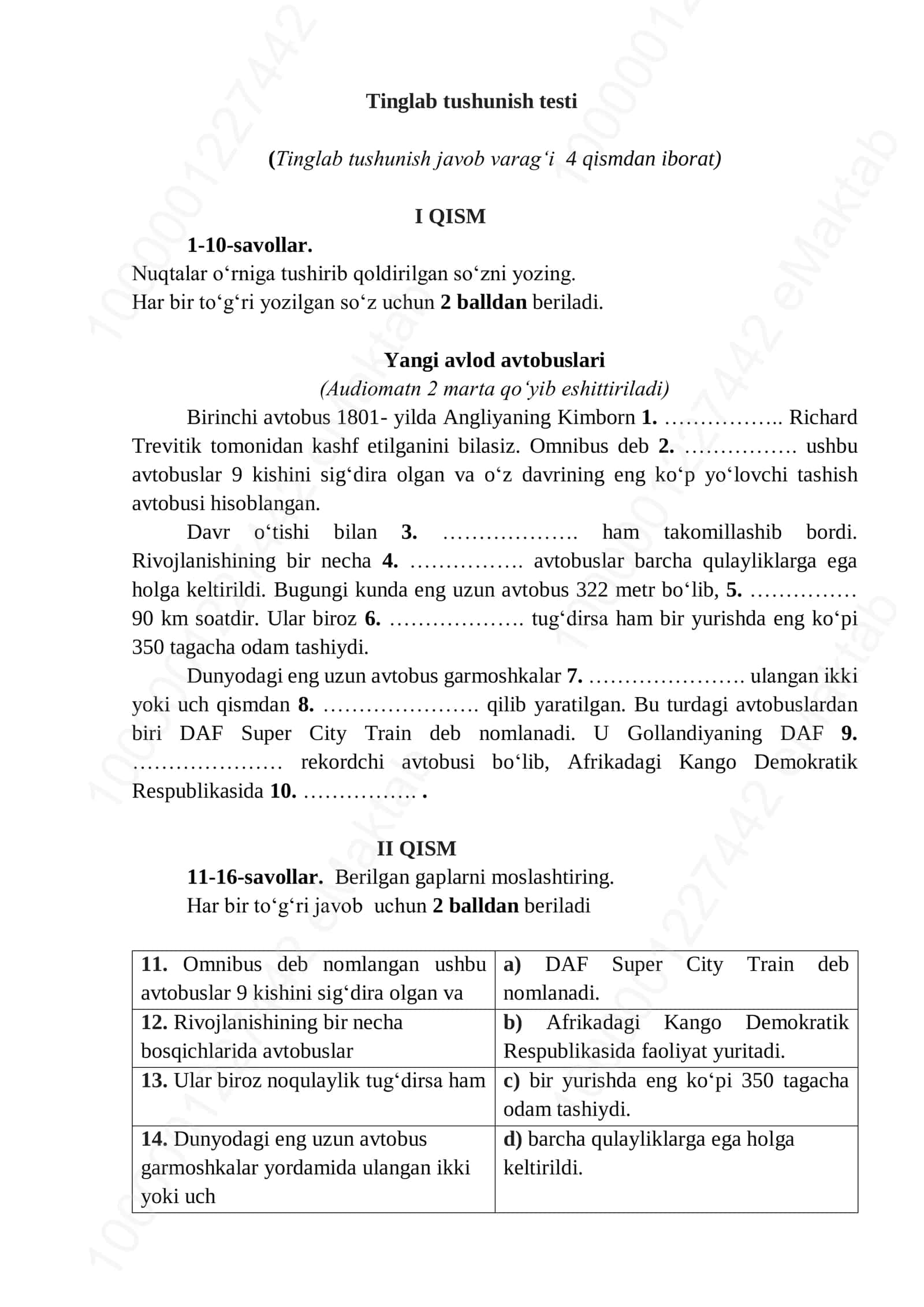 Tinglab tushunish testi 2