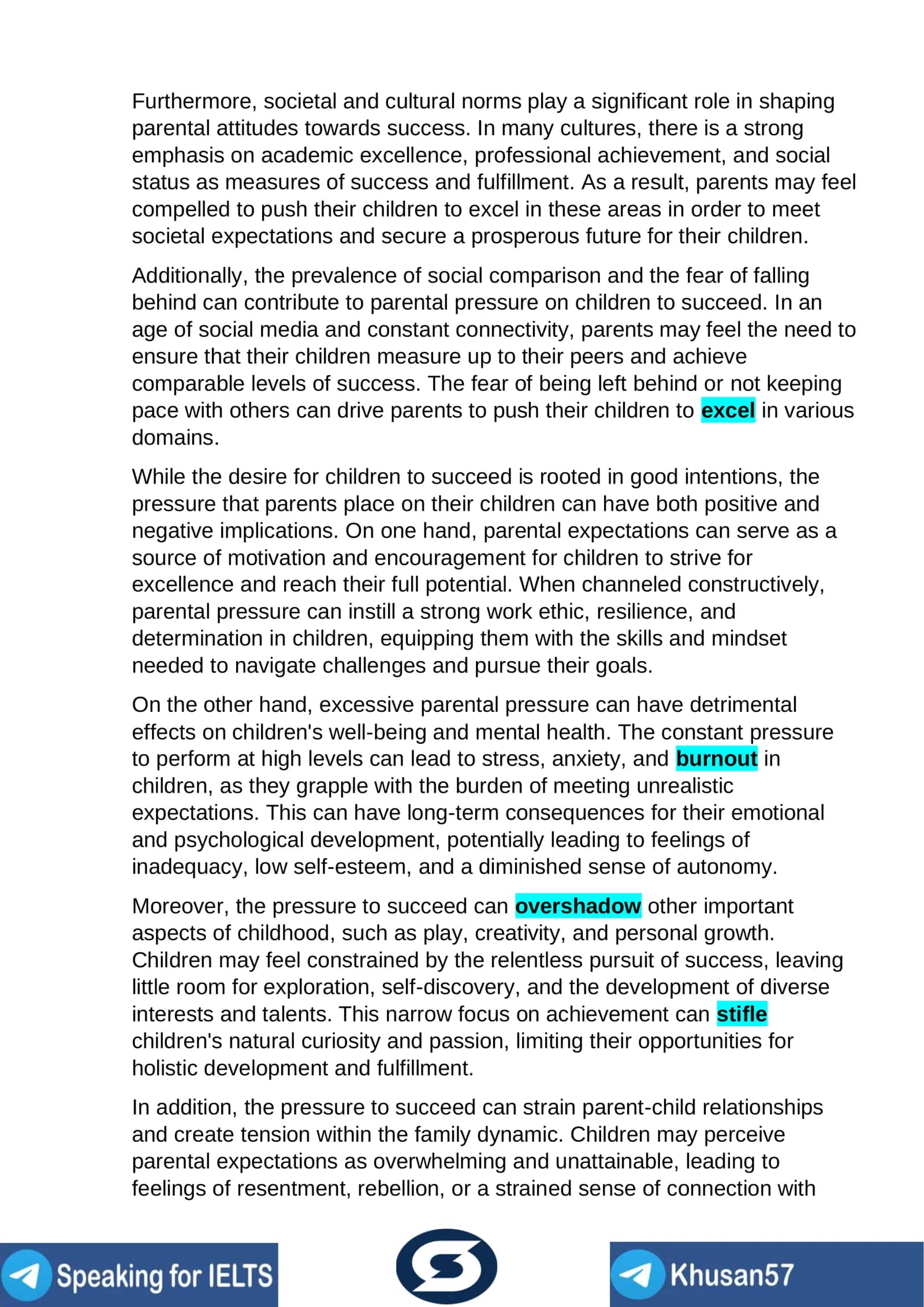 Why parents put a lot of pressure on their children to succeed? 2