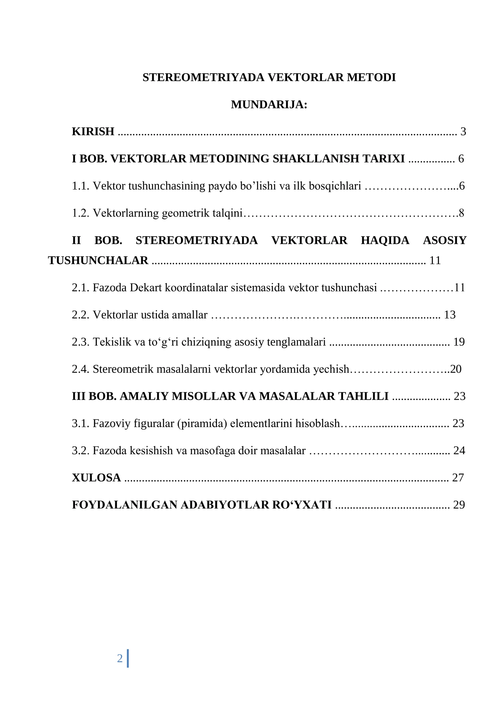 Stereometriyada vektorlar metodi 2