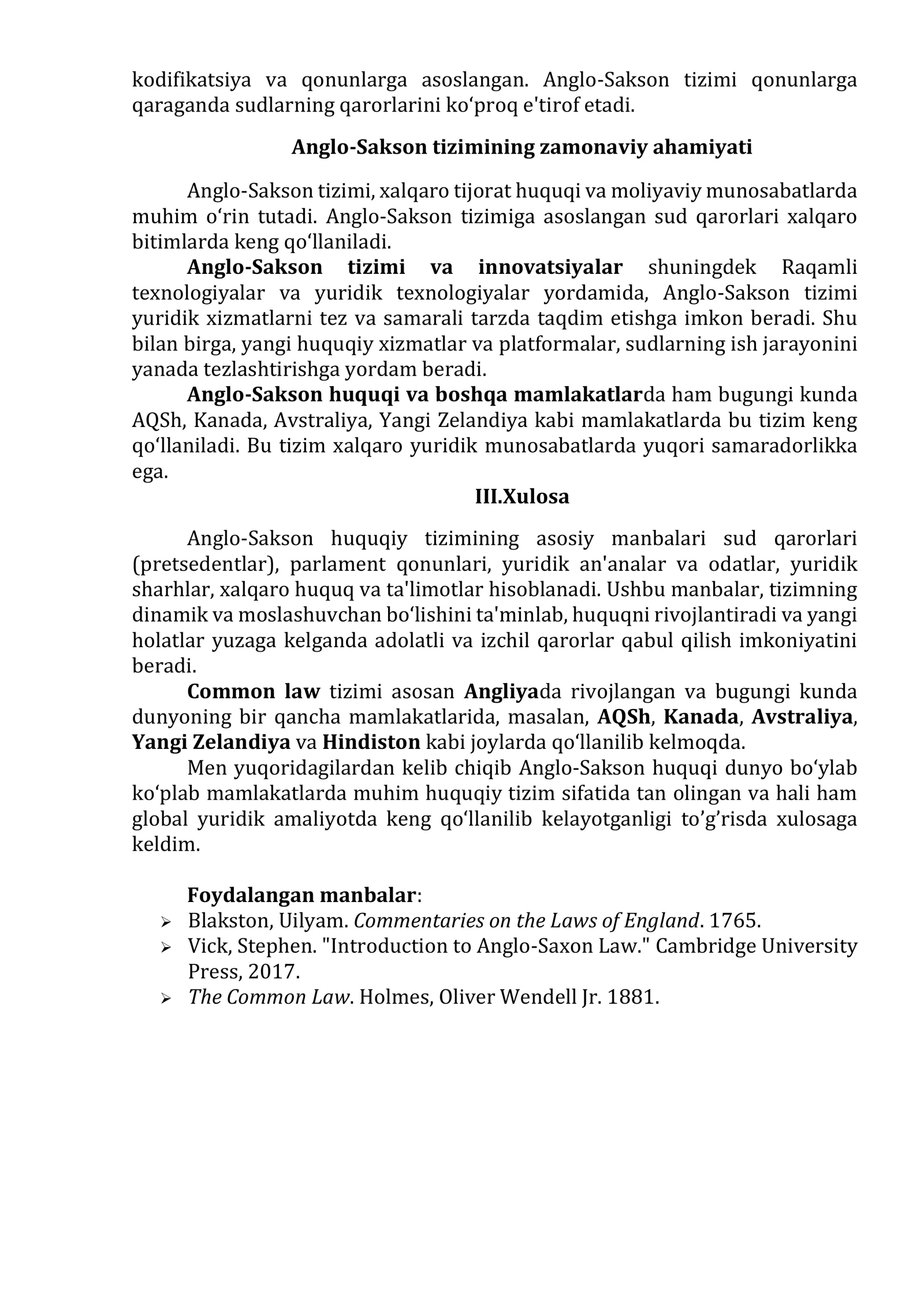 Anglo-Sakson huquqiy tizimi 2
