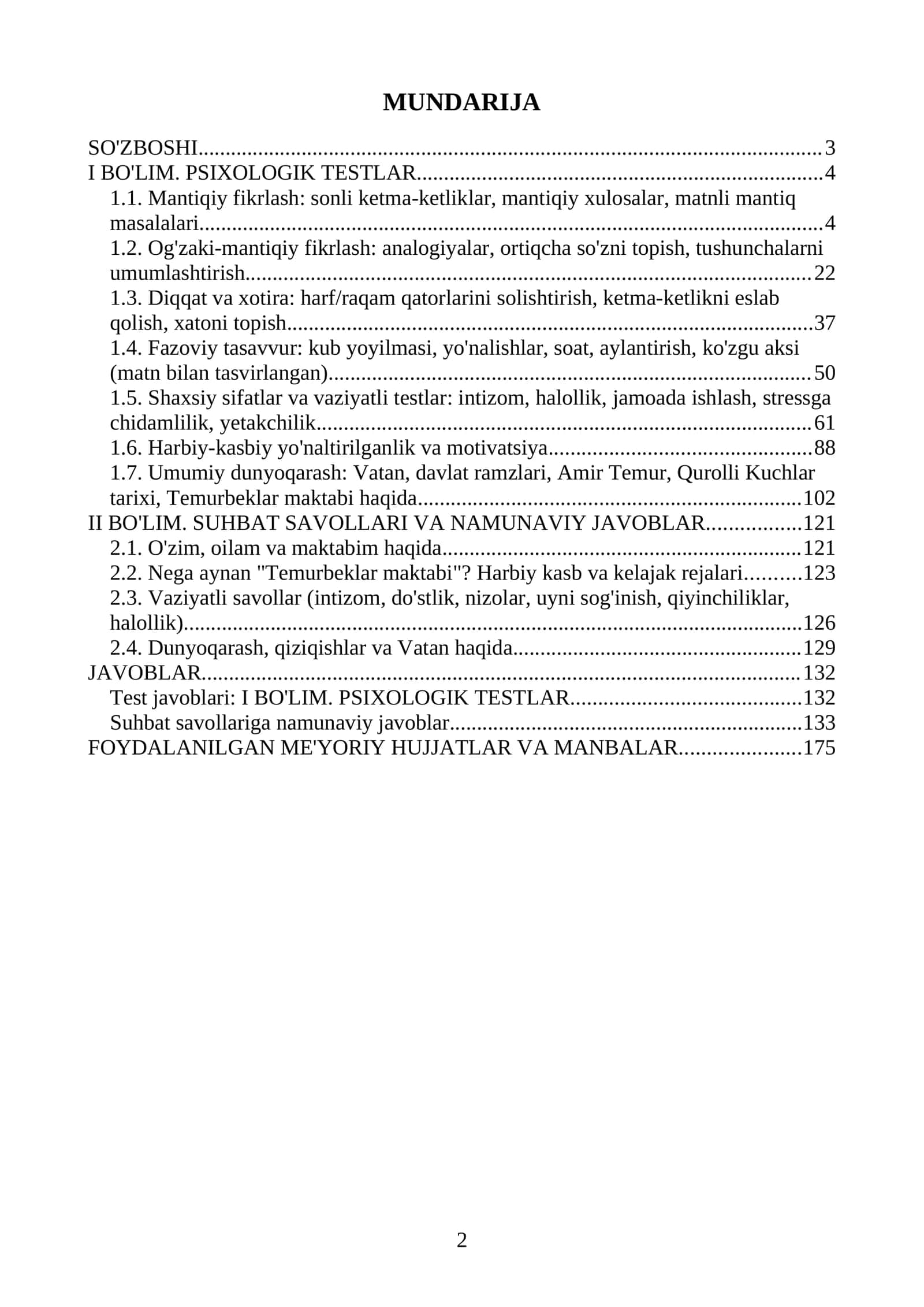 Temurbeklar maktabiga kirish psixologik test va suhbat savollari. 1000 ta savol va javoblar 2