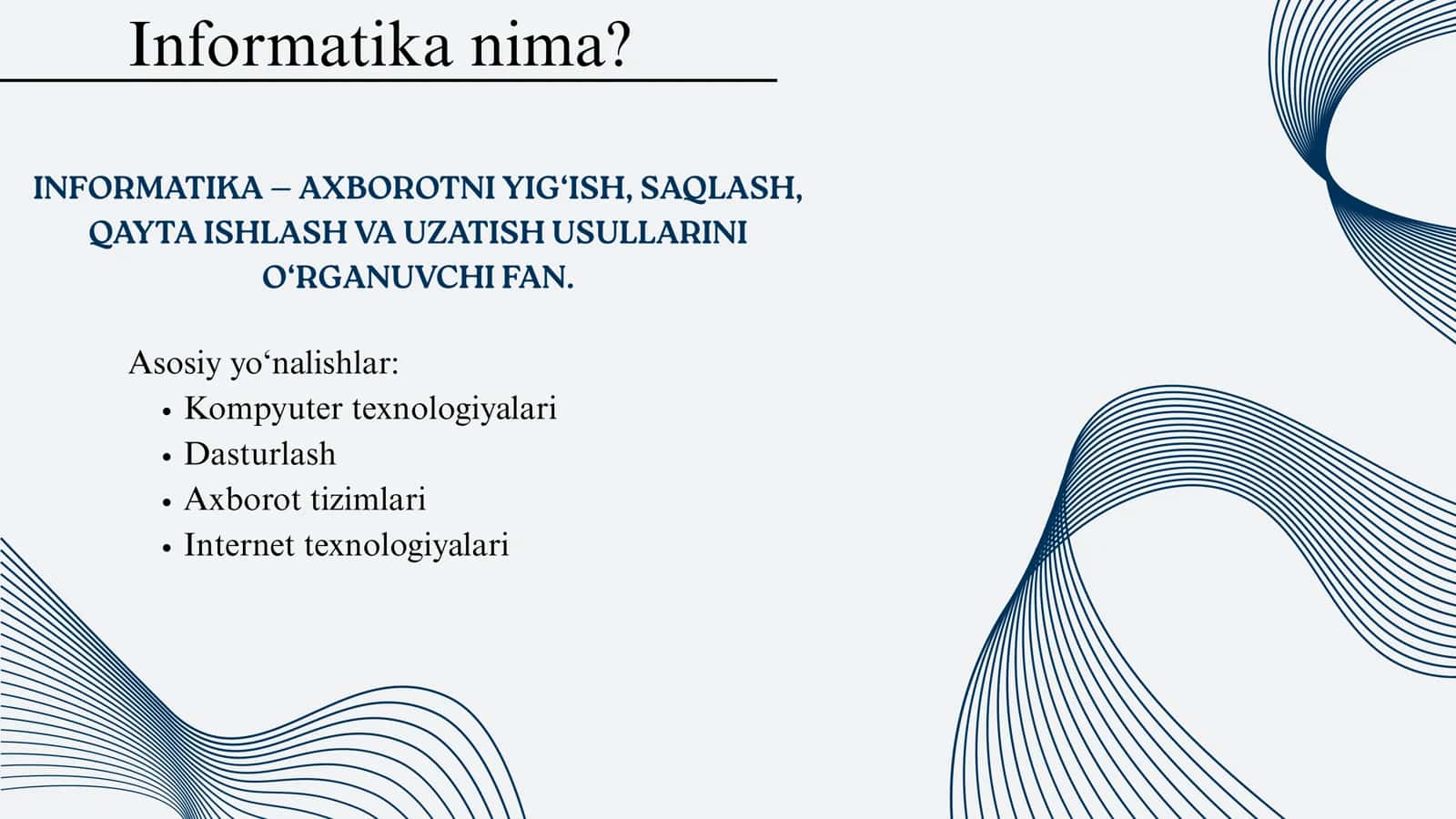 Informatika va axborot texnologiyalari — 10 slaydli prezentatsiya 2