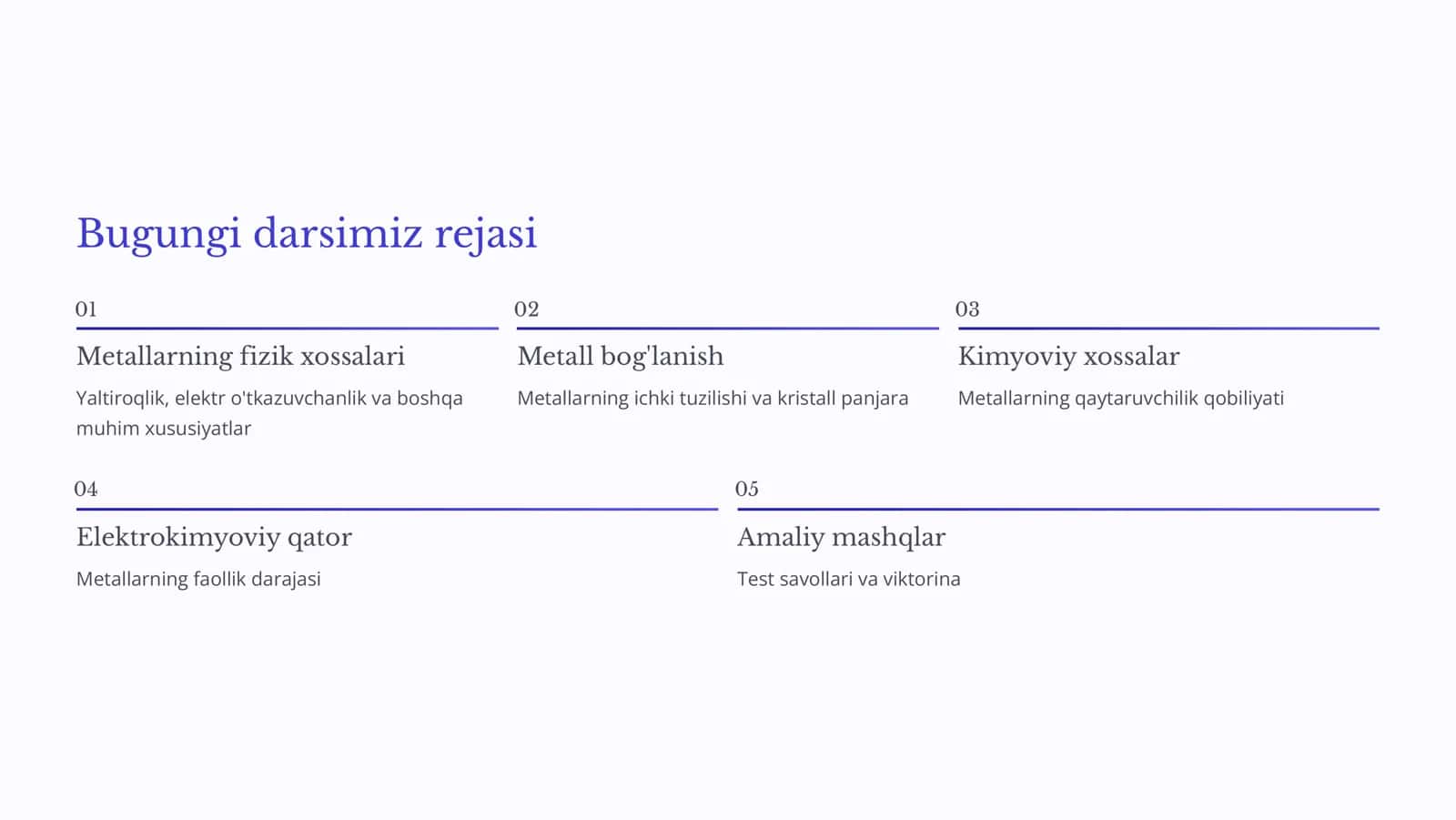 Metallarning Fizik va Kimyoviy Xossalari 2