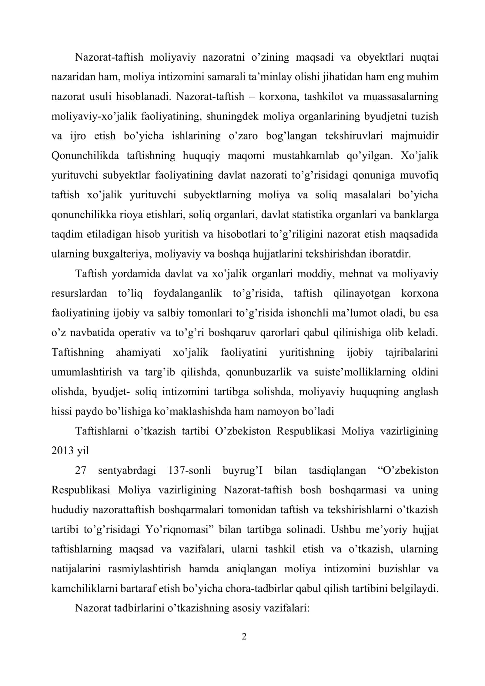 Byudjet tashkilotlari moliya-xo’jalik faoliyatida nazoratning ahamiyati 2