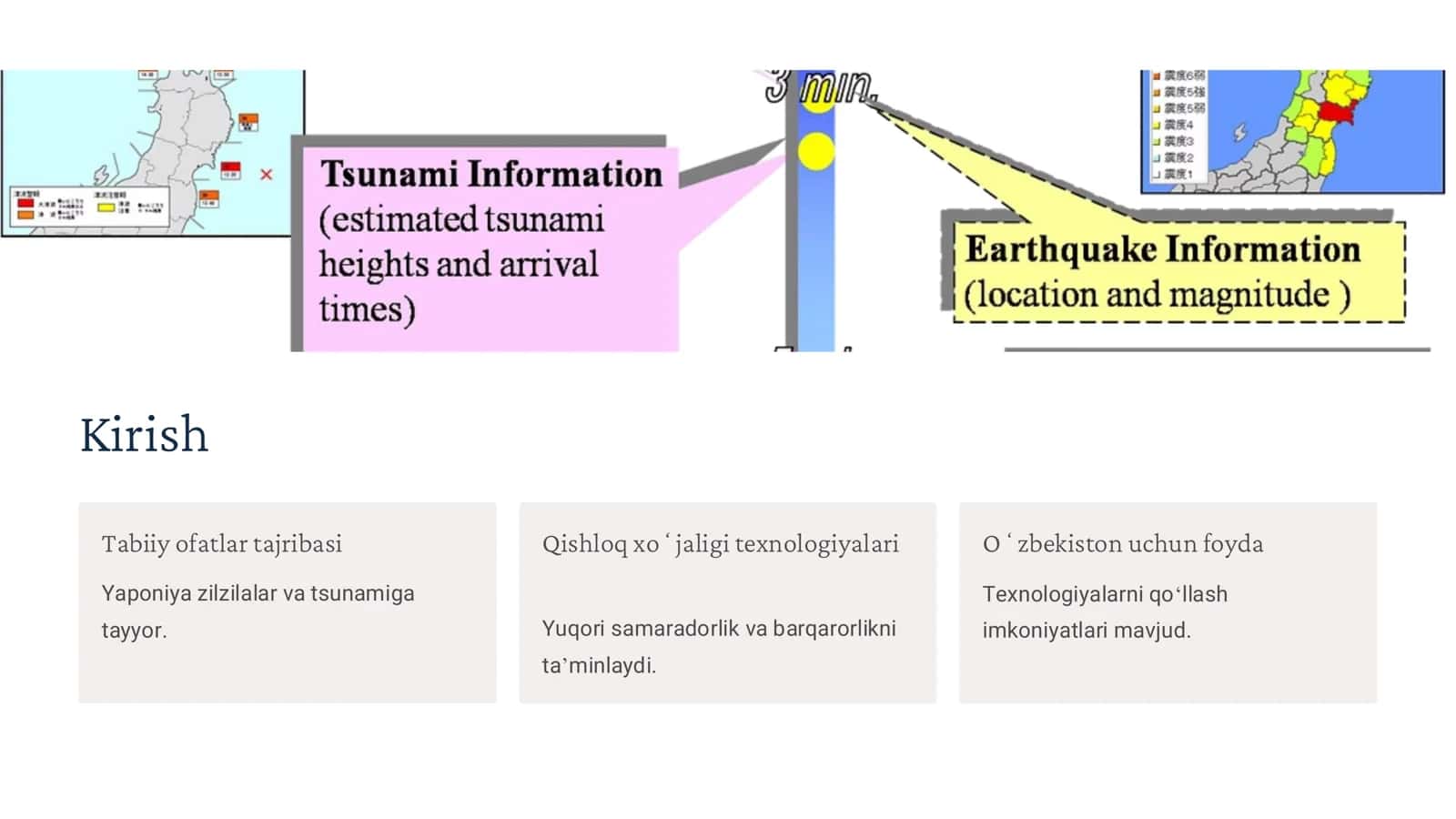 Yaponiyaning tabiiy ofatlarni  boshqarish va qishloq xoʻjaligi texnologiyalari 2