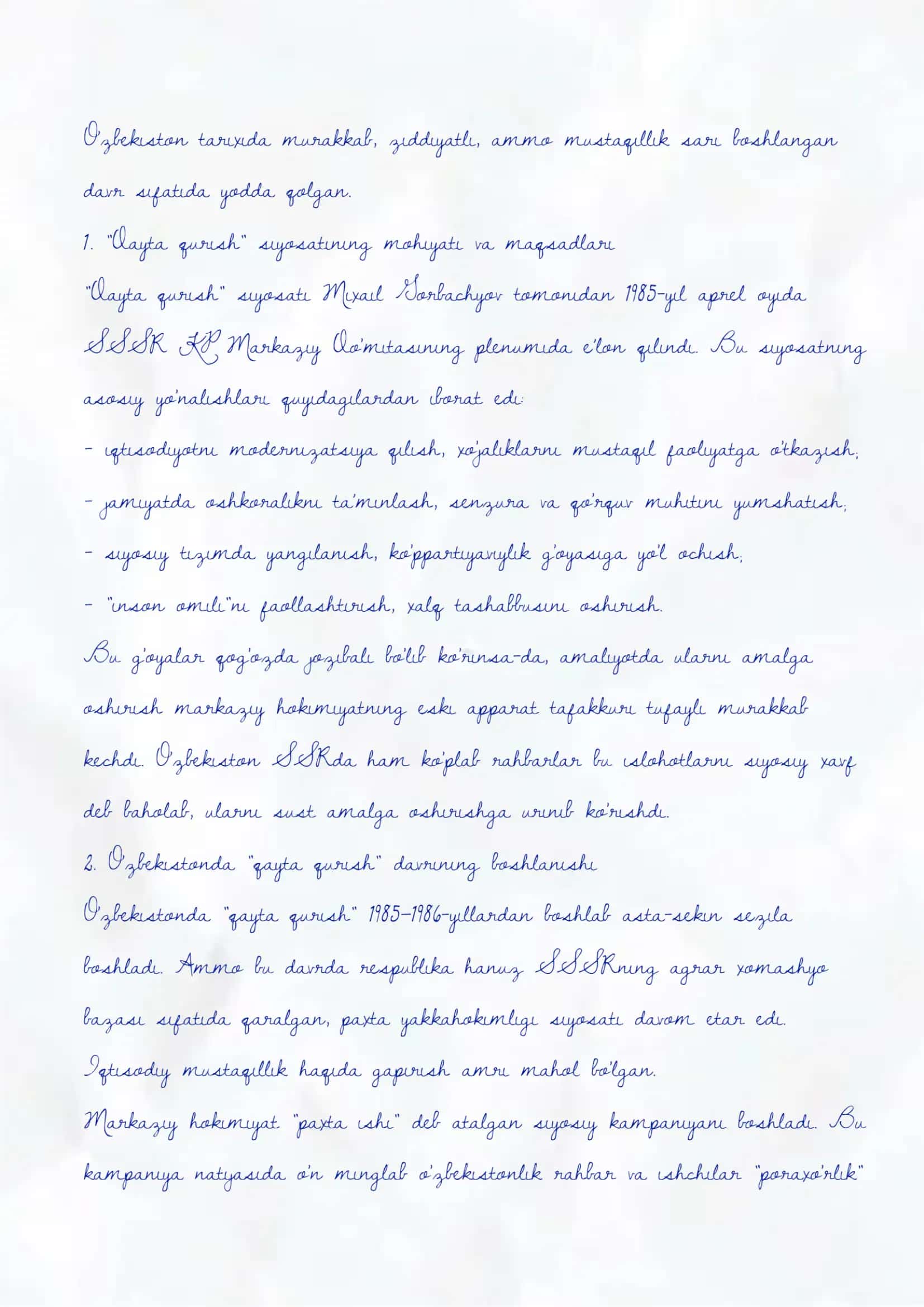 O‘zbekistonda ijtimoiy sohada amalga oshirilayotgan o‘zgarishlar mazmun va mohiyati. 2