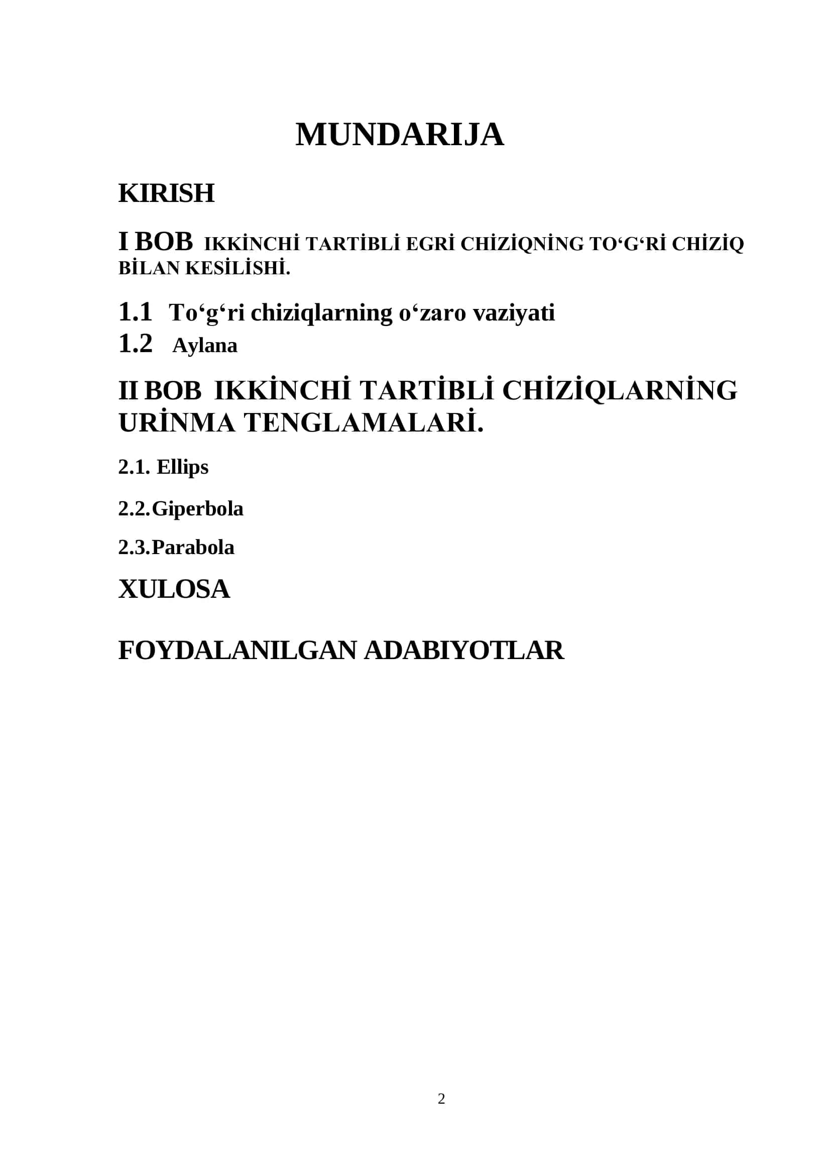 Kurs ishining dolzarbligi: Mamlakatimizda ta’lim sohasini tubdan isloh 2
