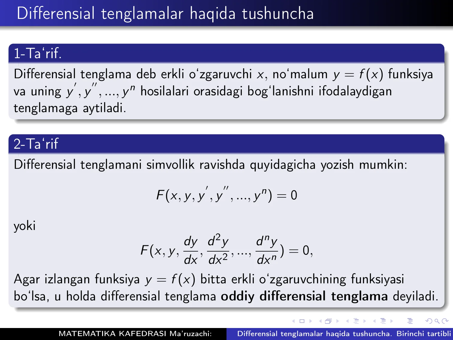 Differensial tenglamalar 2