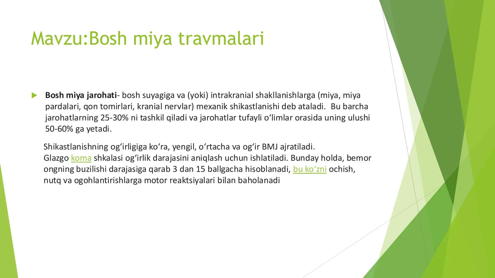 Bosh miya travmalari 2