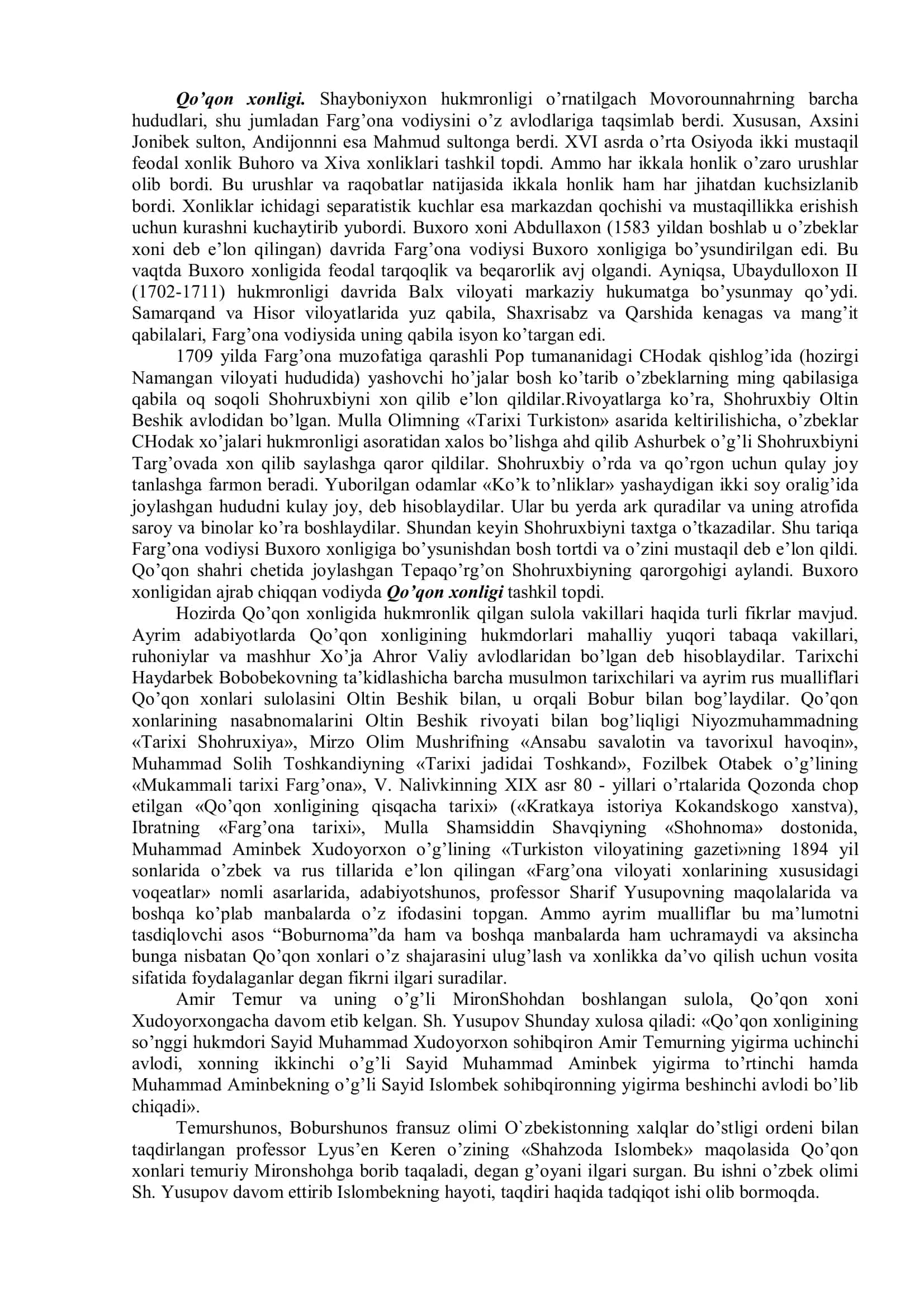 Xiva va Qo’qon xonliklari. Xonliklardagi ijtimoiy- siyosiy vaziyat. 2