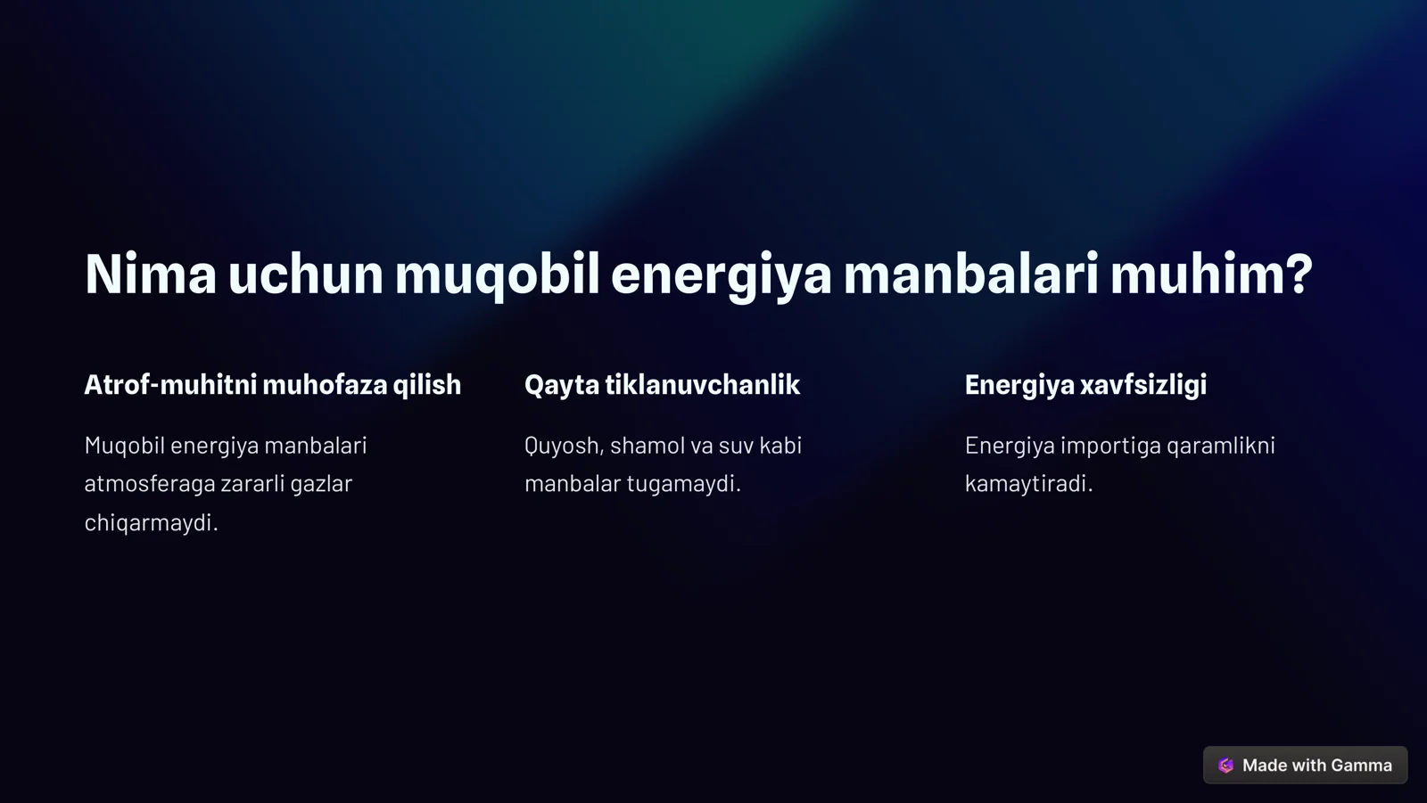 Muqobil Energiya Manbalari 2