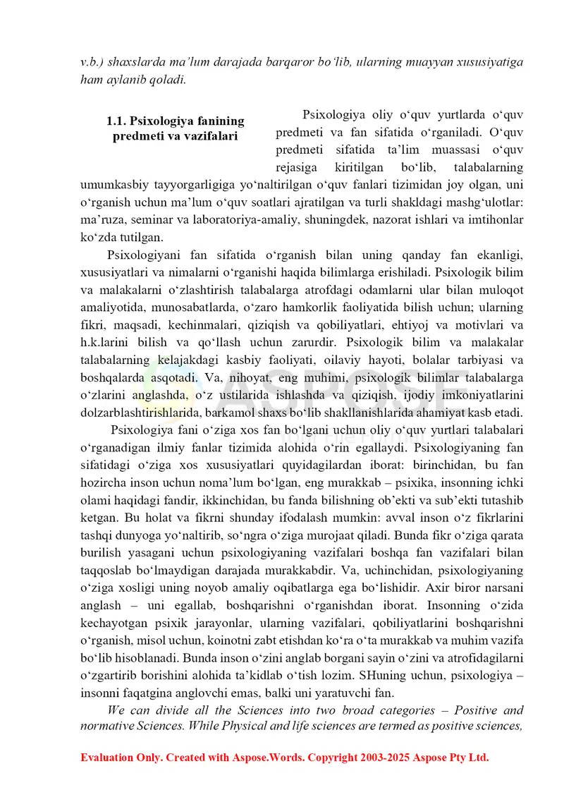 Psixologiya fanining predmeti va rivojlanish tarixi 2