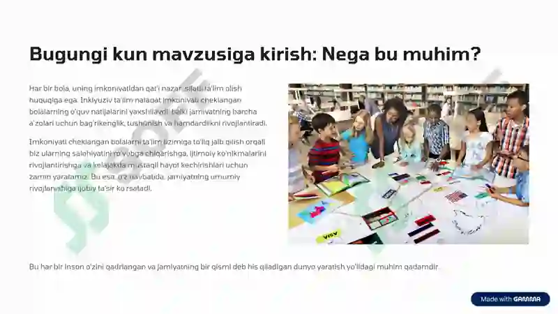 Imkoniyati cheklangan bolalar turlari va ularni inklyuziv ta'lim 2