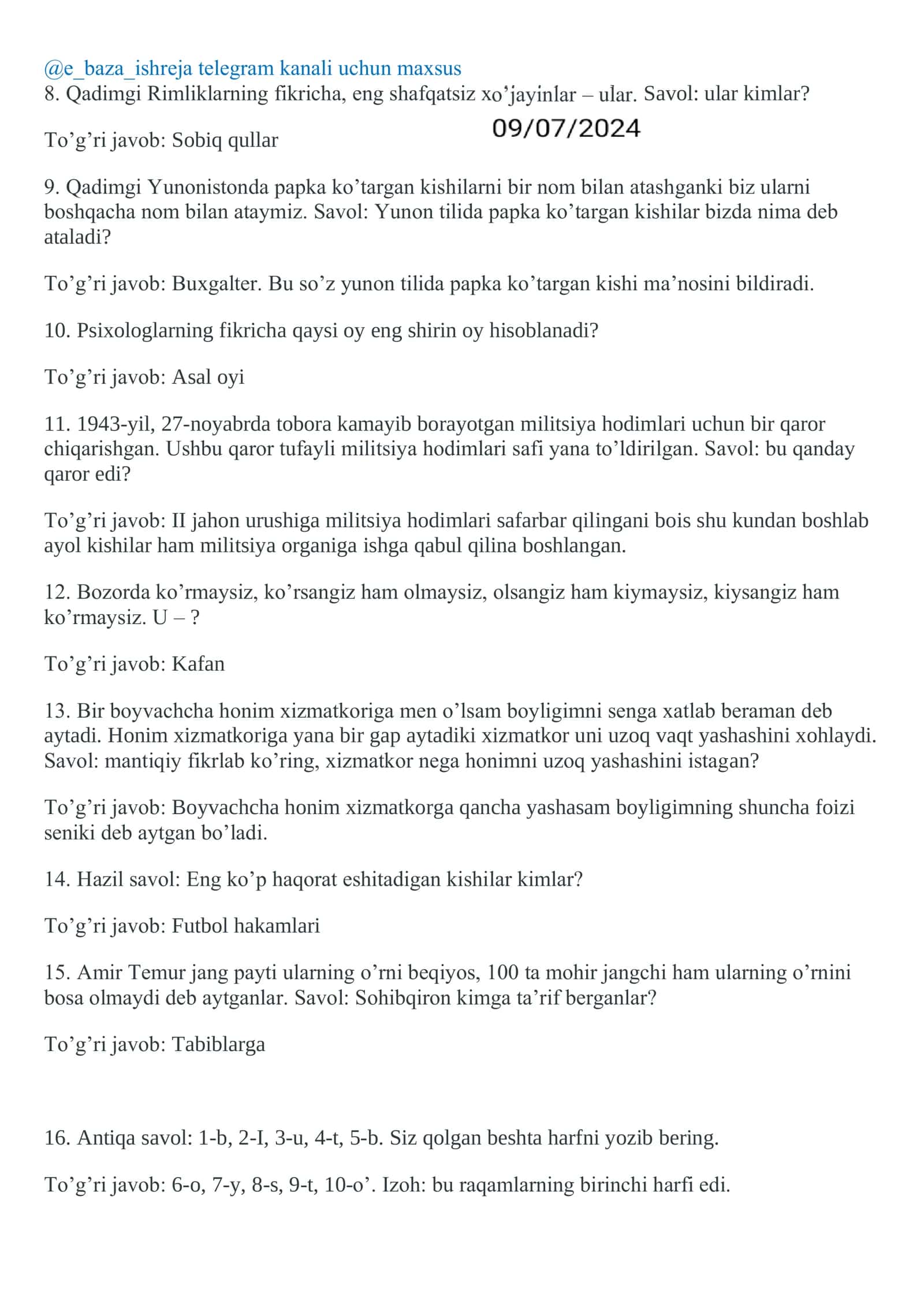 Mantiqiy savollar javoblari 2