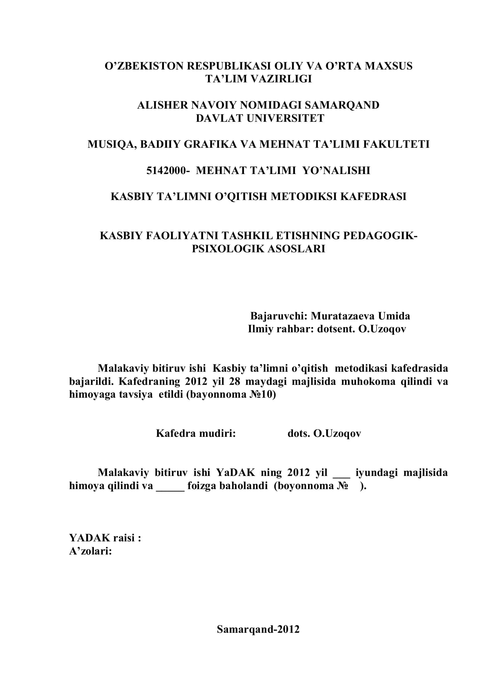 Kasbiy ta’limni o’qitish metodikasi kafedrasi 2