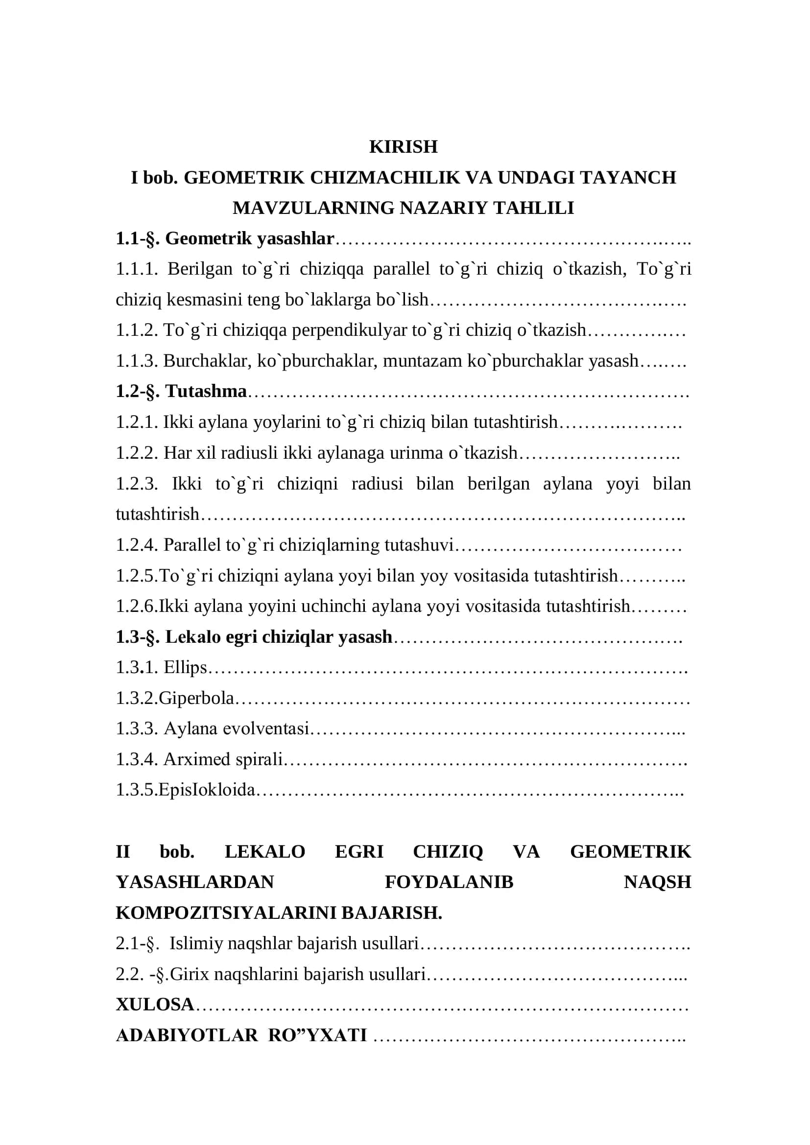 AMALIY SAN`ATDA LEKALO EGRI CHIZIQ VA GEOMETRIK YASASHLARNING AMALIY AHAMIYATI HAQIDA 2