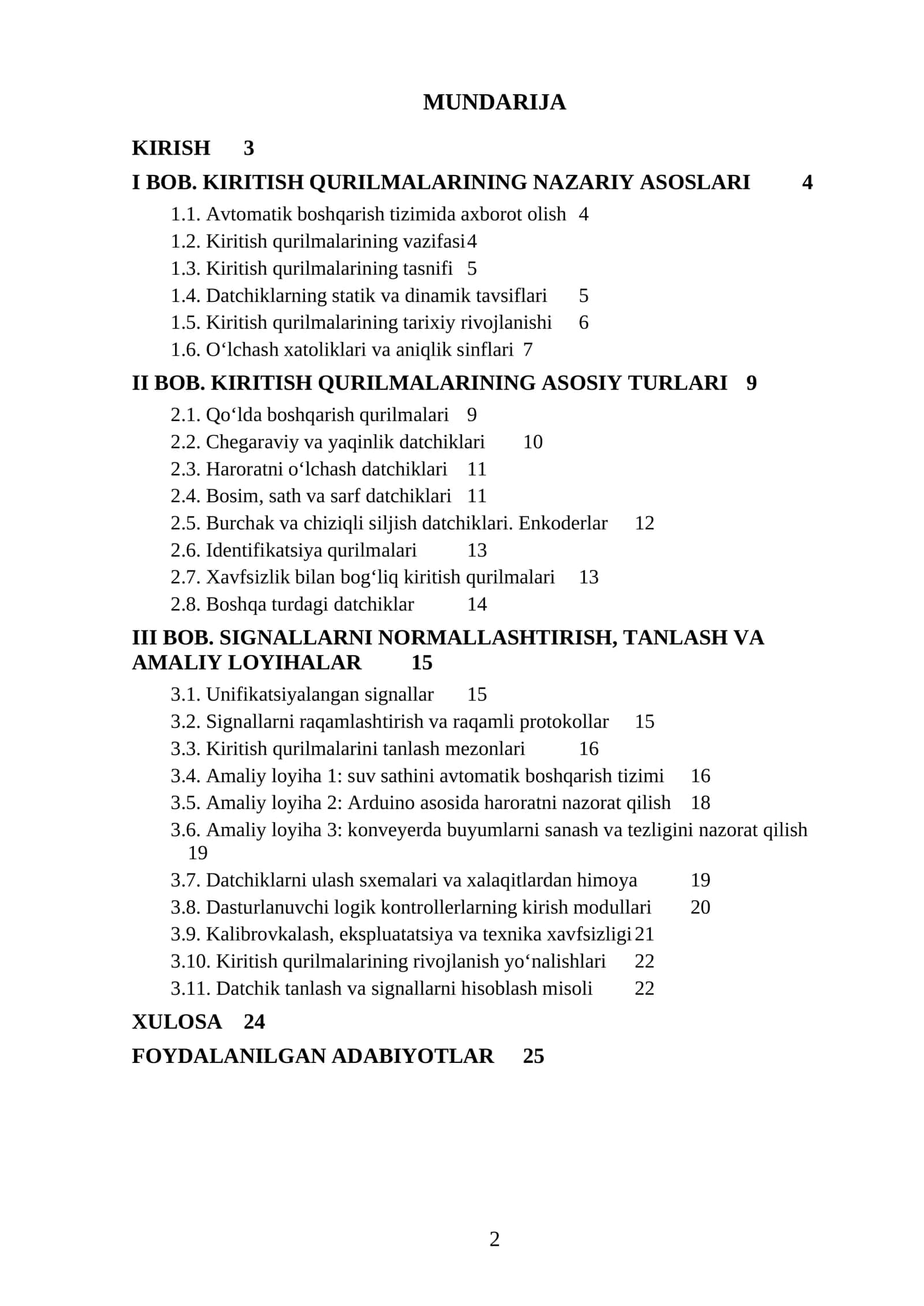 AVTOMATIKA VOSITALARINING KIRITISH QURILMALARI 2