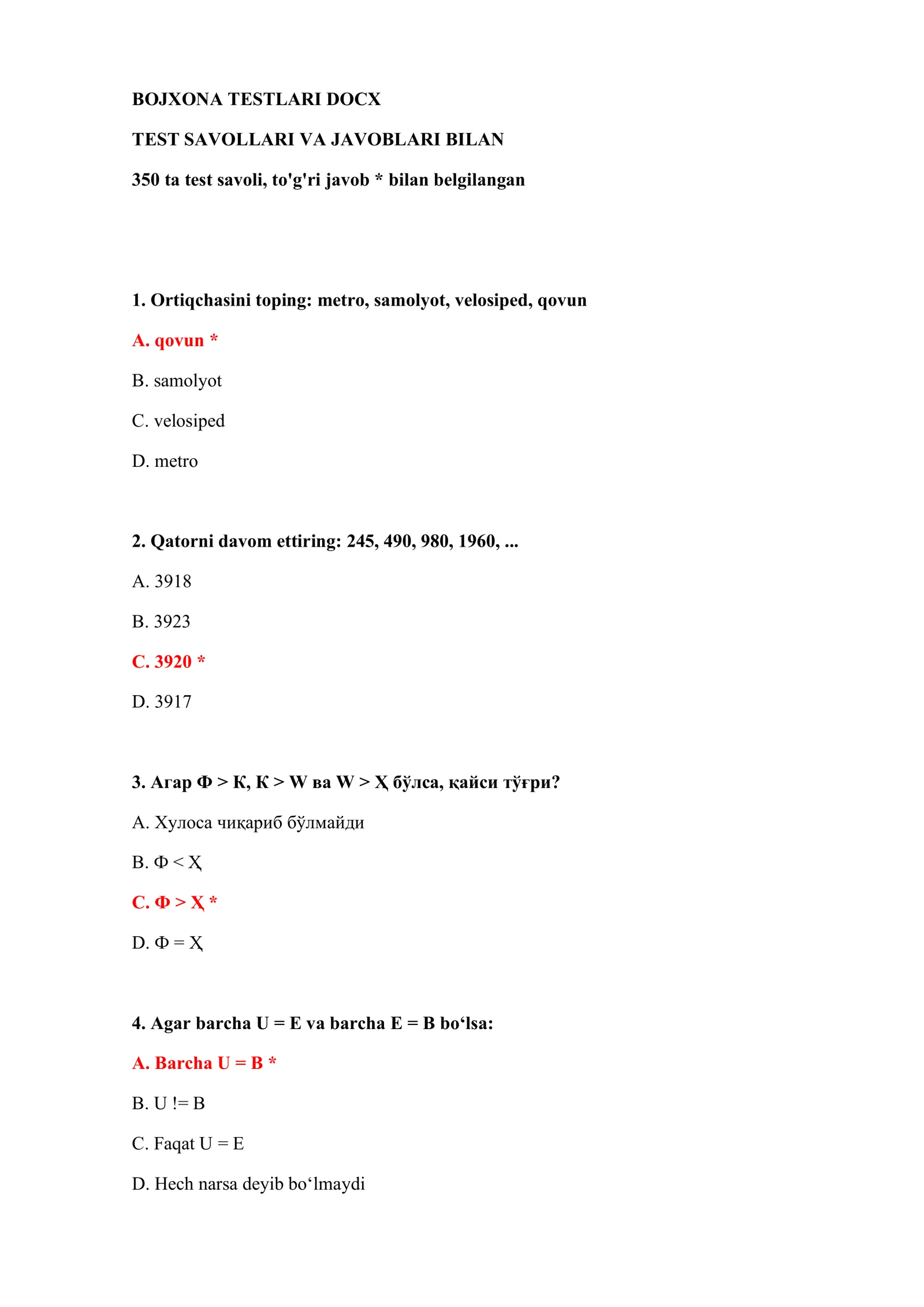 BOJXONA TESTLARI DOCX 2