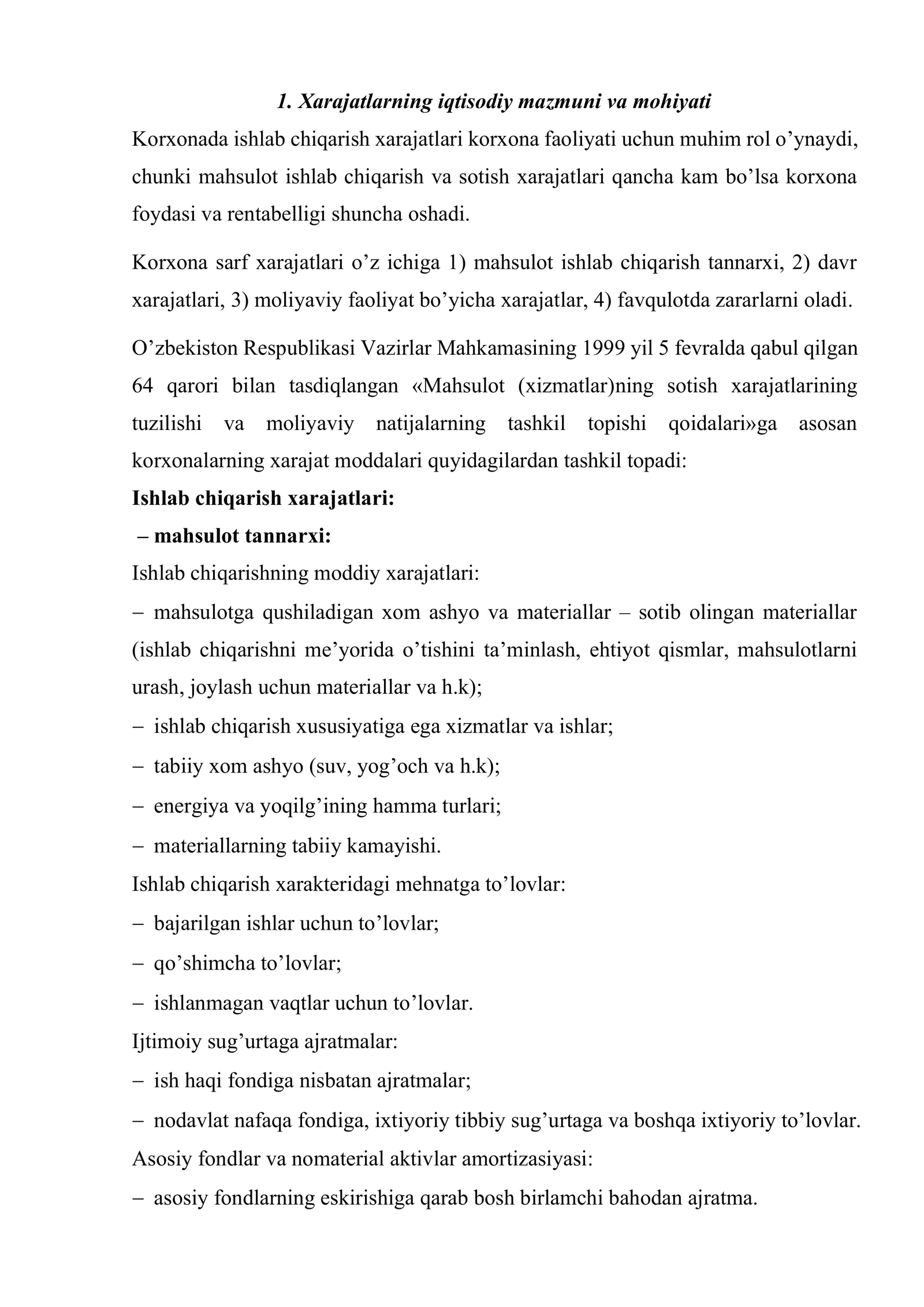 Sanoat korxonalari ishlab chiqarish harajatlarini kamaytirish imkoniyatlari va yo‘llari 2