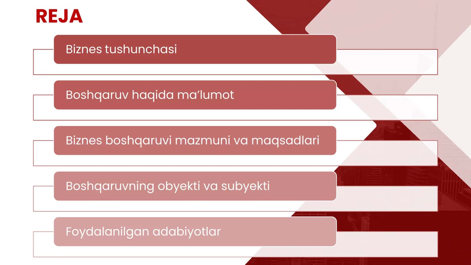Biznes boshqaruv fanining predmeti, mazmuni, maqsad va vazifalari 2