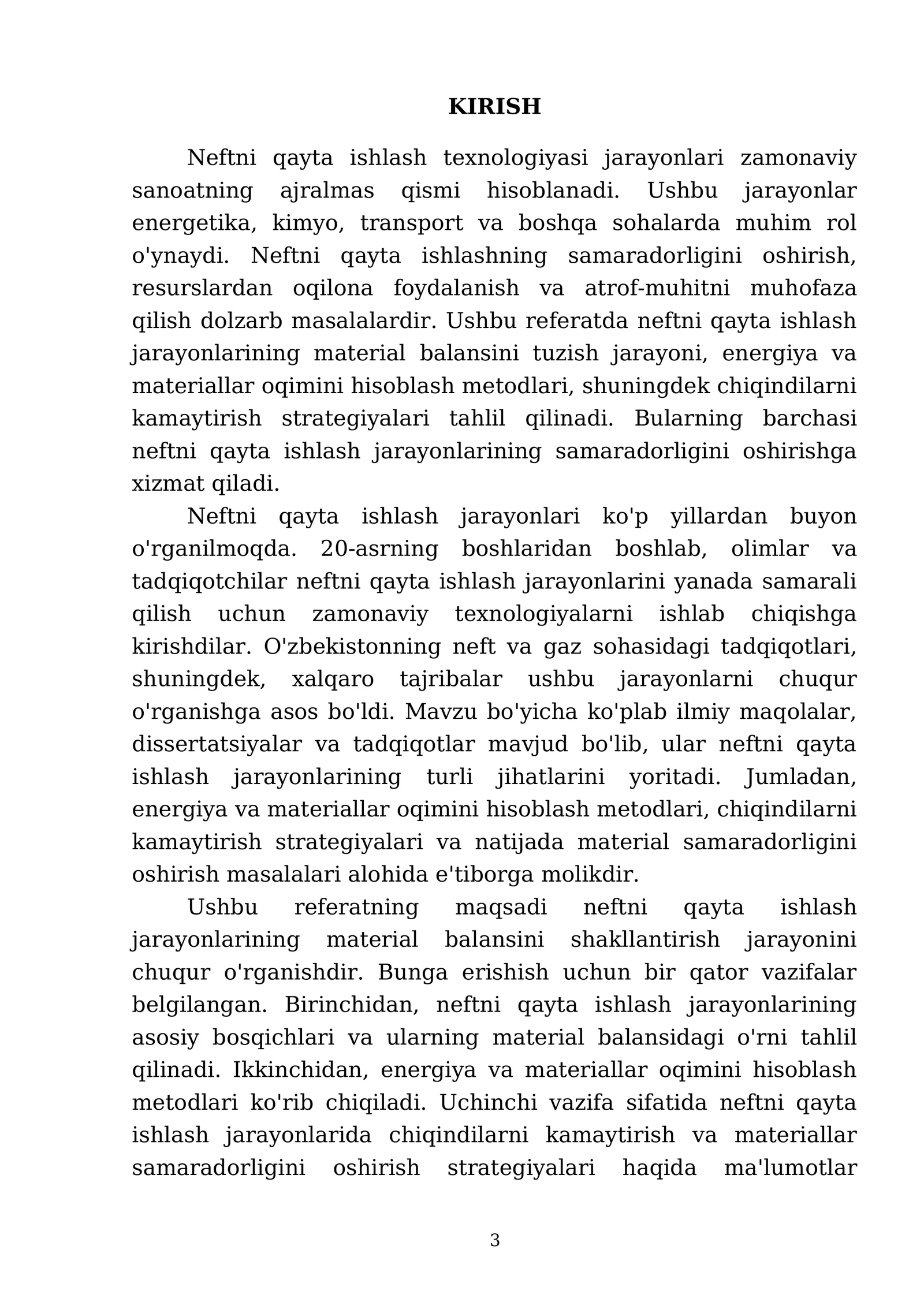 Neftni qayta ishlash texnologiyasi jarayonlarining material balansini tuzish 3