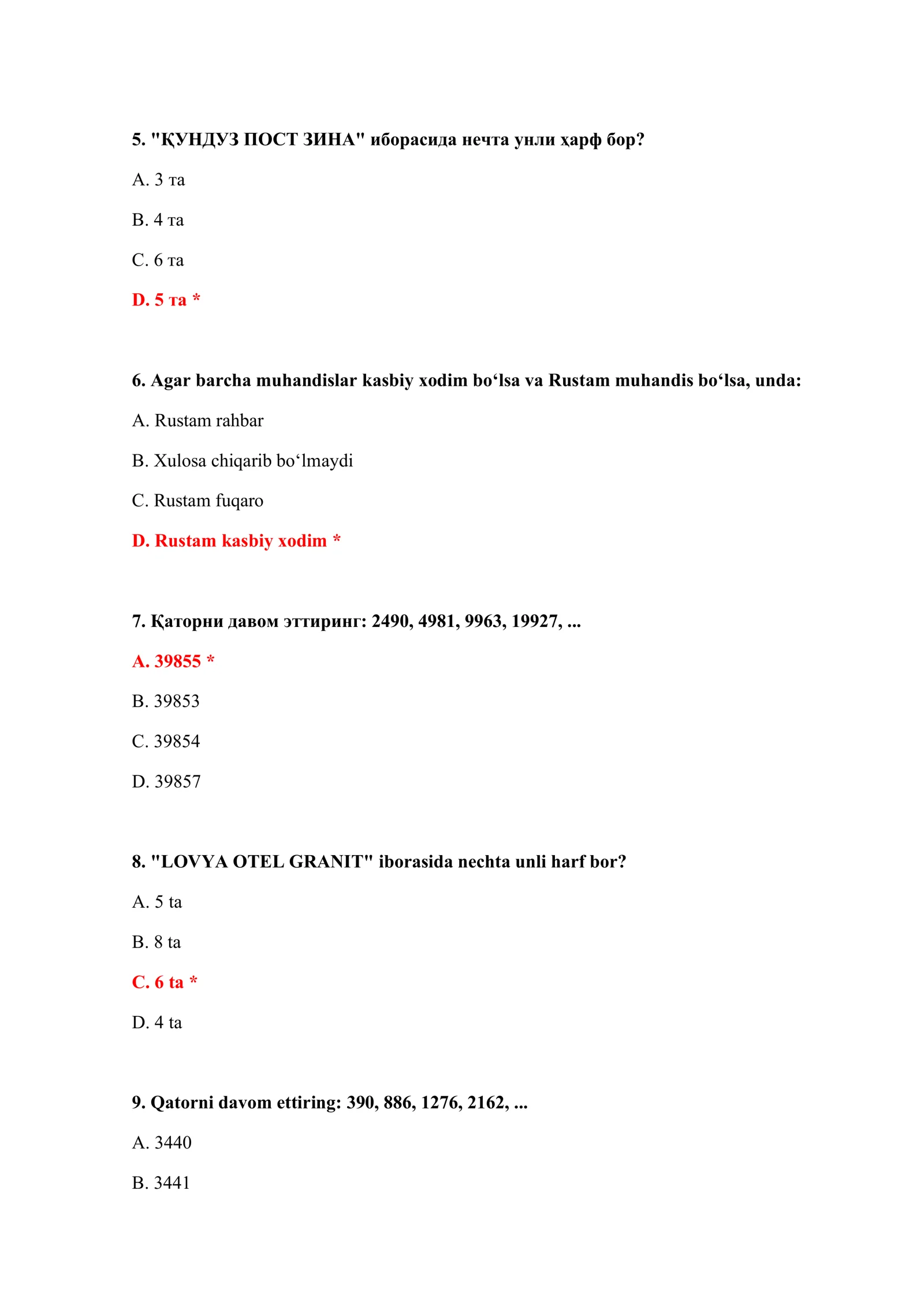 BOJXONA IQ TESTLARI ONLINE 3