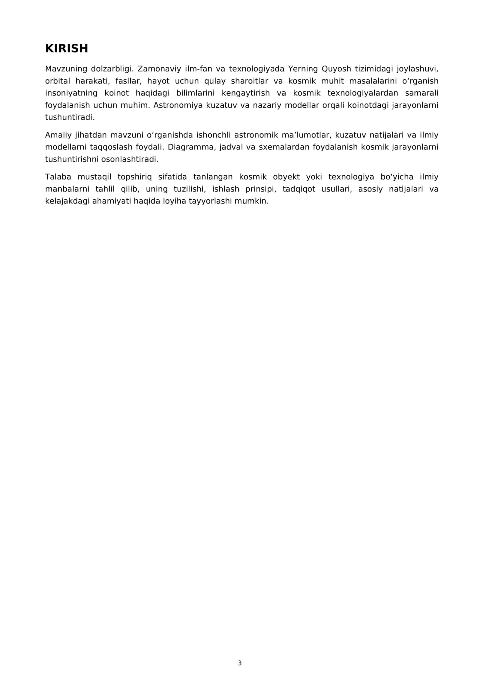 YERNING KOSMOSDAGI O‘RNI 3