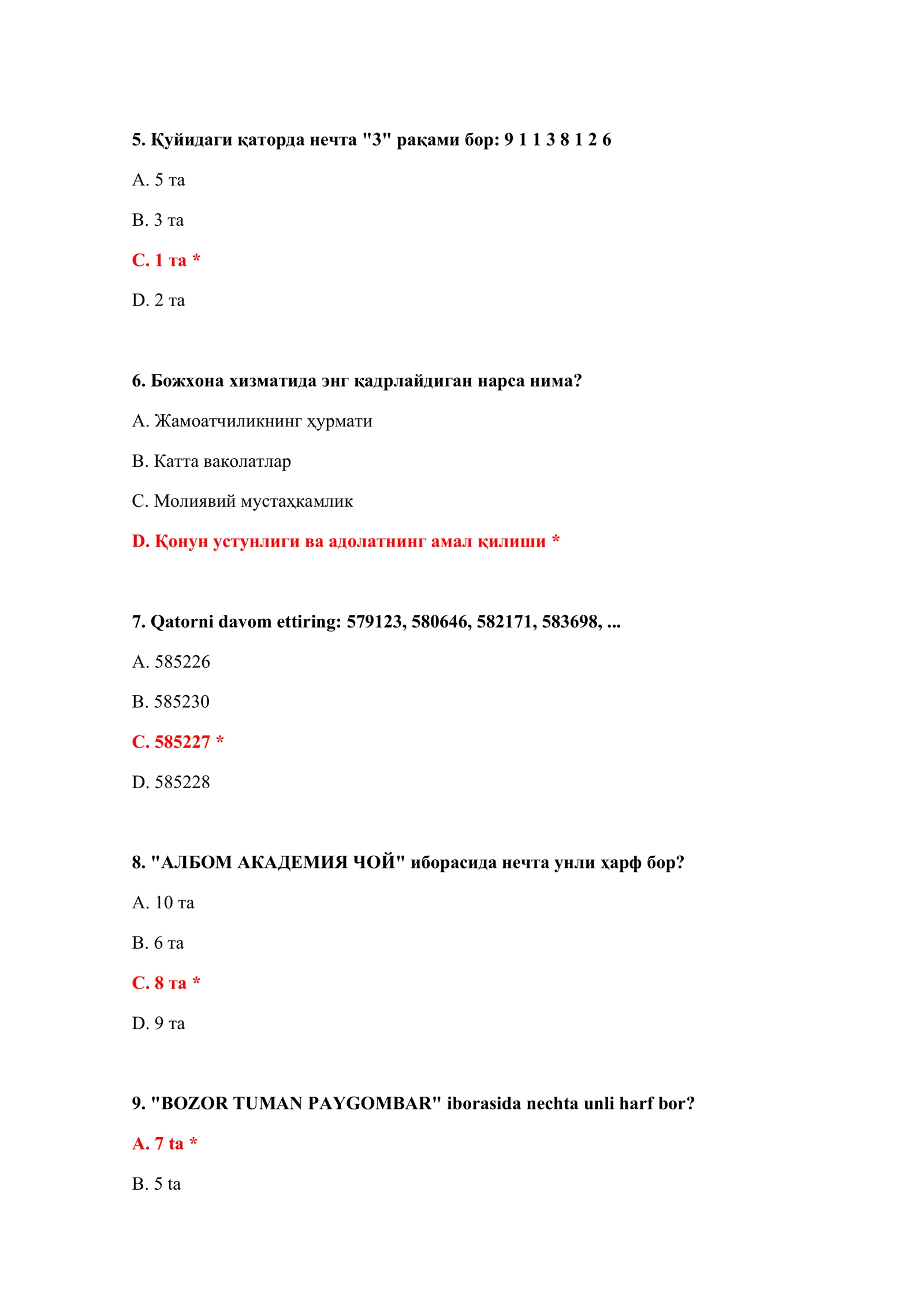 BOJXONA TEST BAZASI TO'LIQ 3