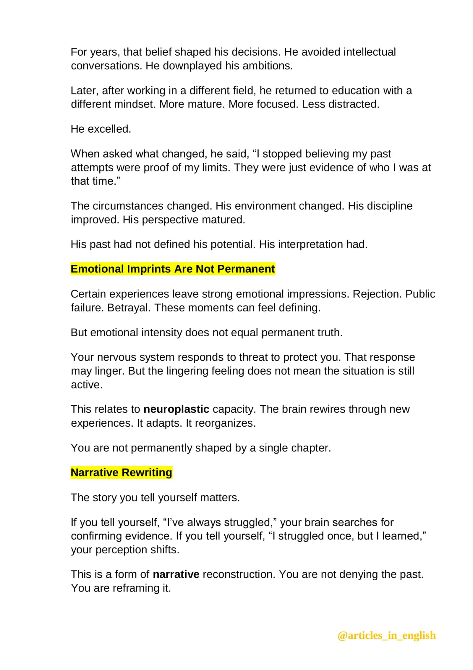 Your Past Does Not Define Your Present — English Reading 3