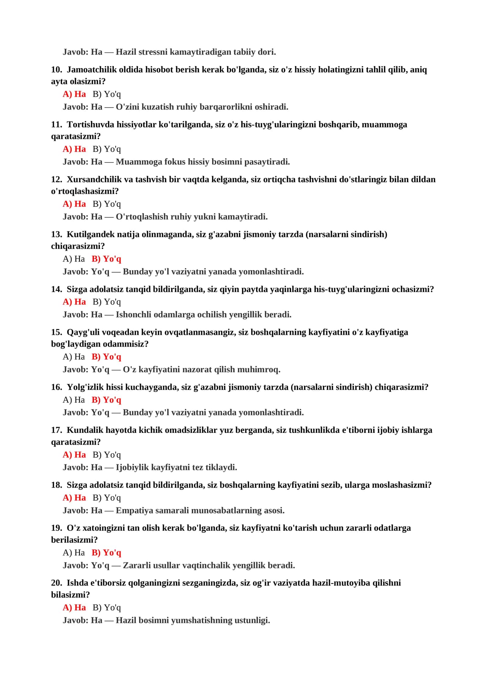 Kechiktirish odatini aniqlash psixologik testi 3