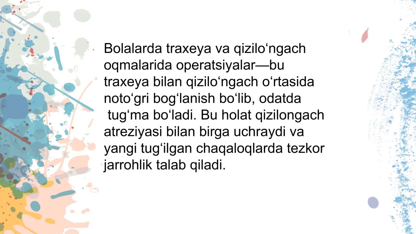 Bolalarda traxeya qiziloʻngach oqmalarida operatsiyalar 3