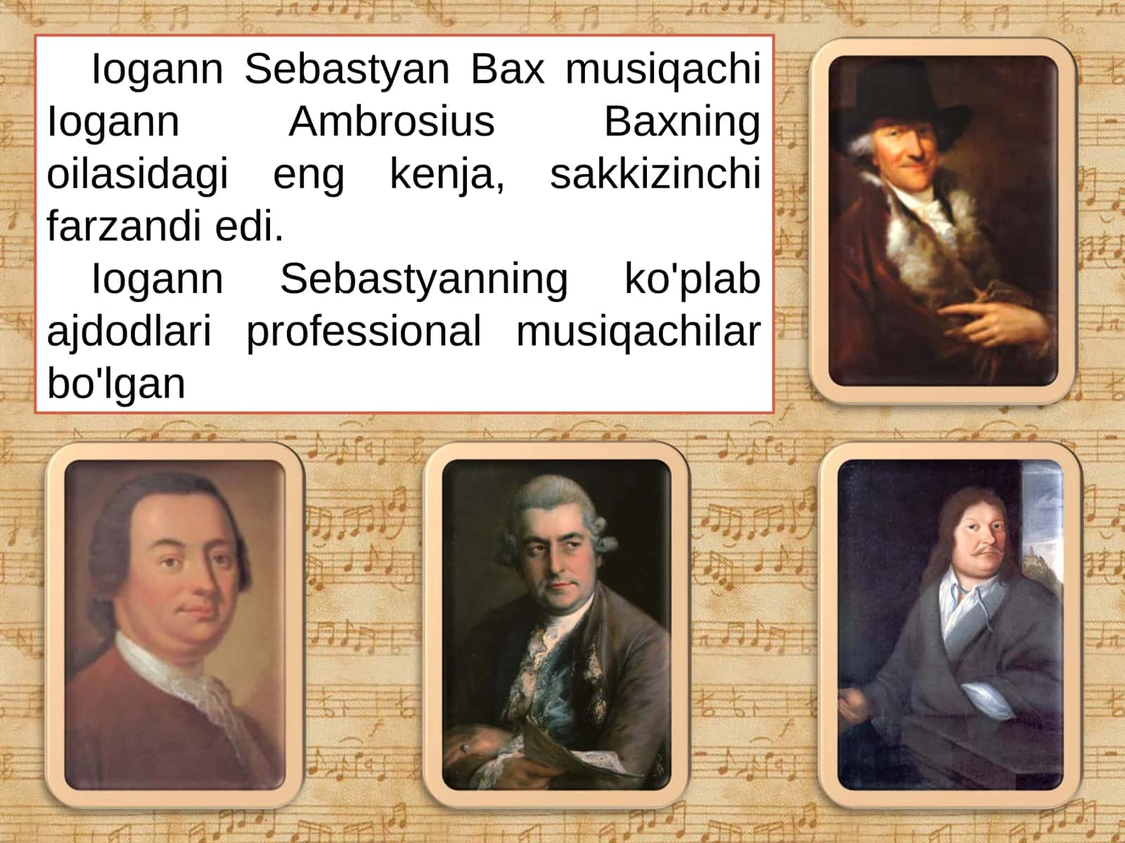 Iogan Sebastyan Bax musiqachilar oilasi, nutuq qilish etiketlari 3