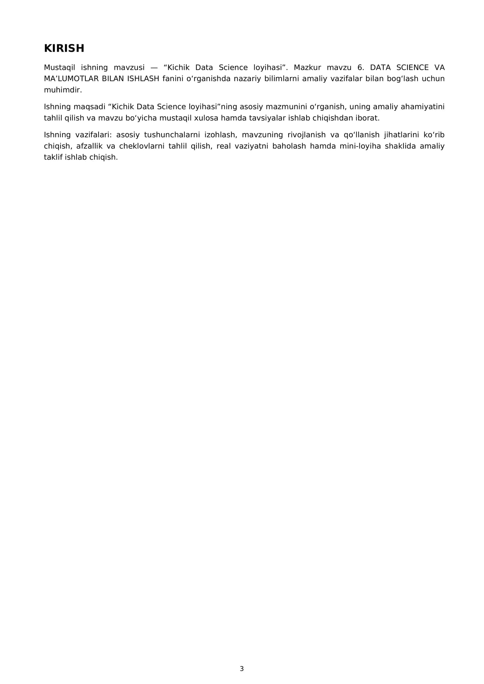 Kichik Data Science loyihi 3