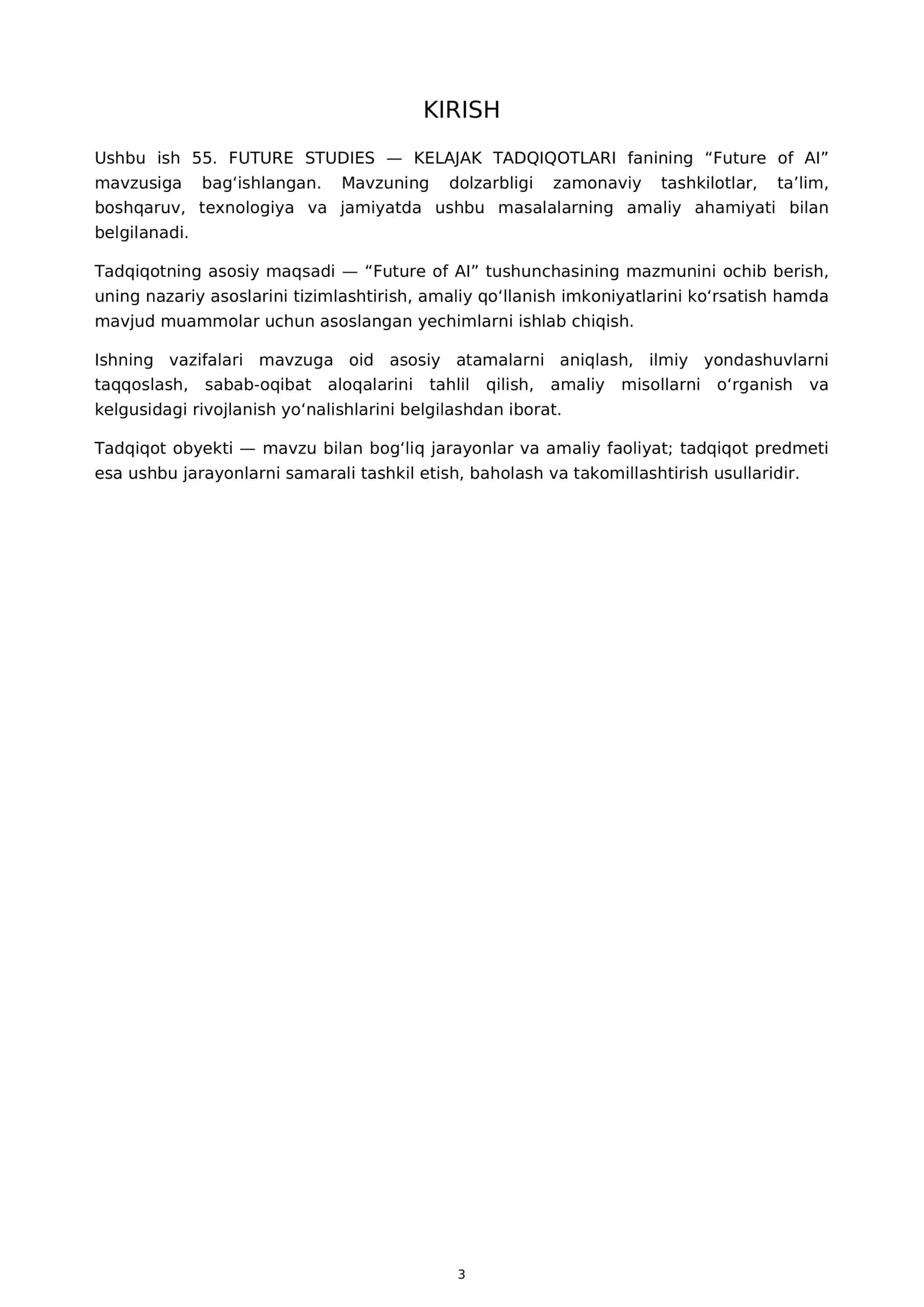 FUTURE STUDIES — KELAJAK TADQIQOTLARI 3