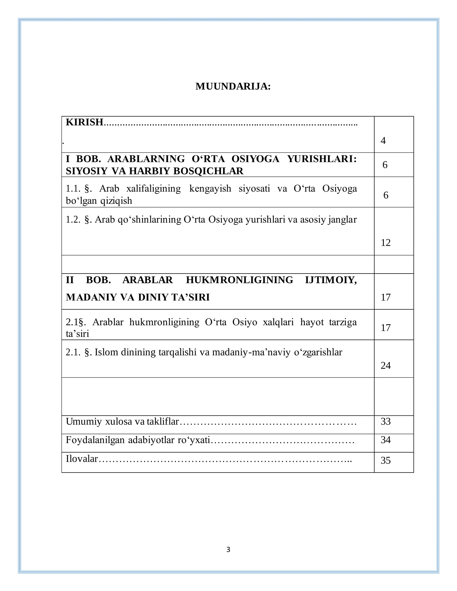 O‘ZBEKISTON TARIXIDAN KURS ISHI 3