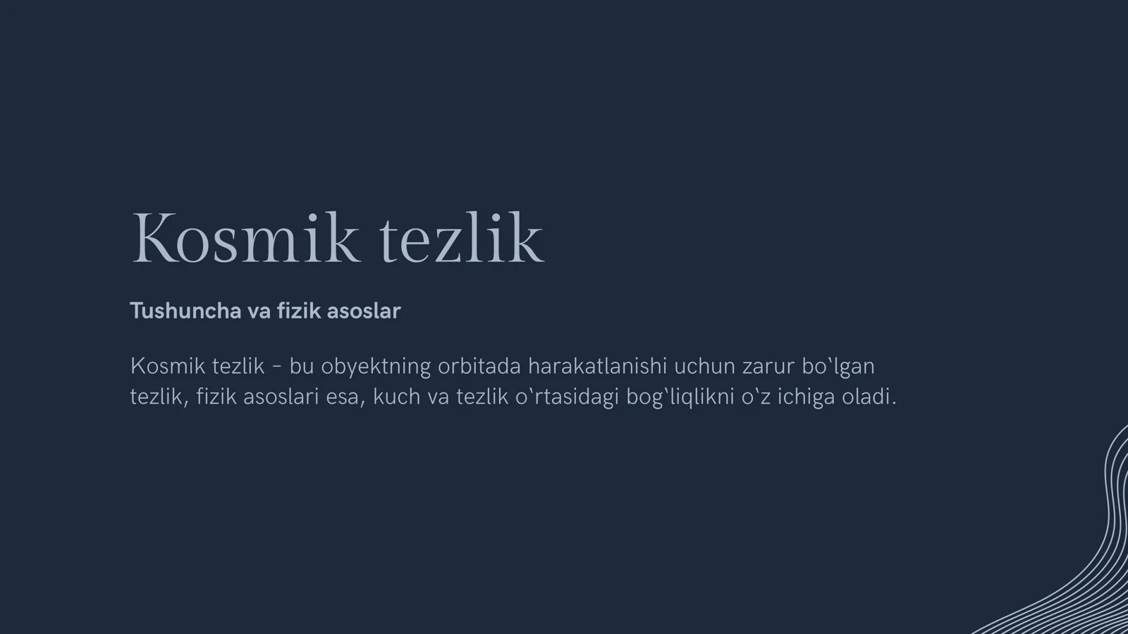 Kosmik tezliklar 3