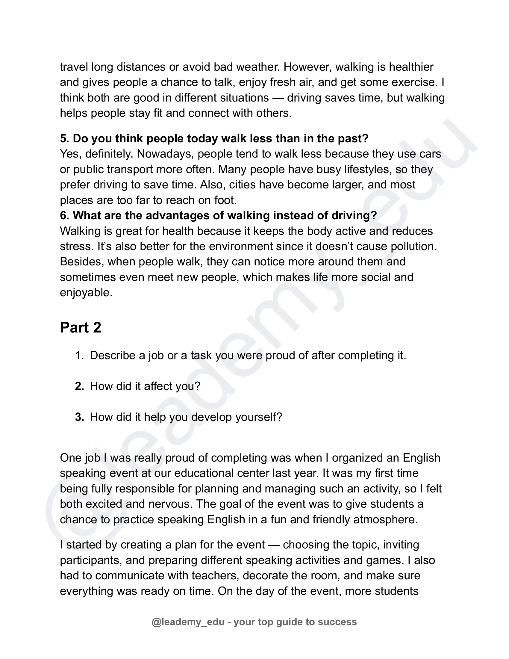 SPEAKING EXAM QUESTIONS 3