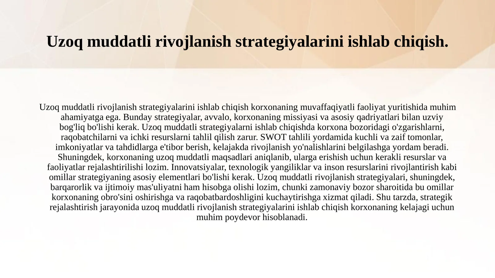 Korxona missiyasi va uzoq muddatli maqsadlarini strategik rejalashtirishda aks ettirish 3